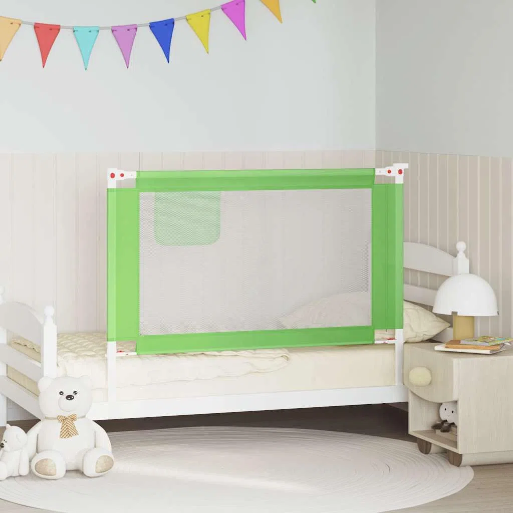 Kleinkind-Bettschutzgitter Grün 120x25 cm Stoff mit Verstellbarer Höhe 70-95 cm für Kinderbett und Elternbett, Rausfallschutz und Absturzsicherung