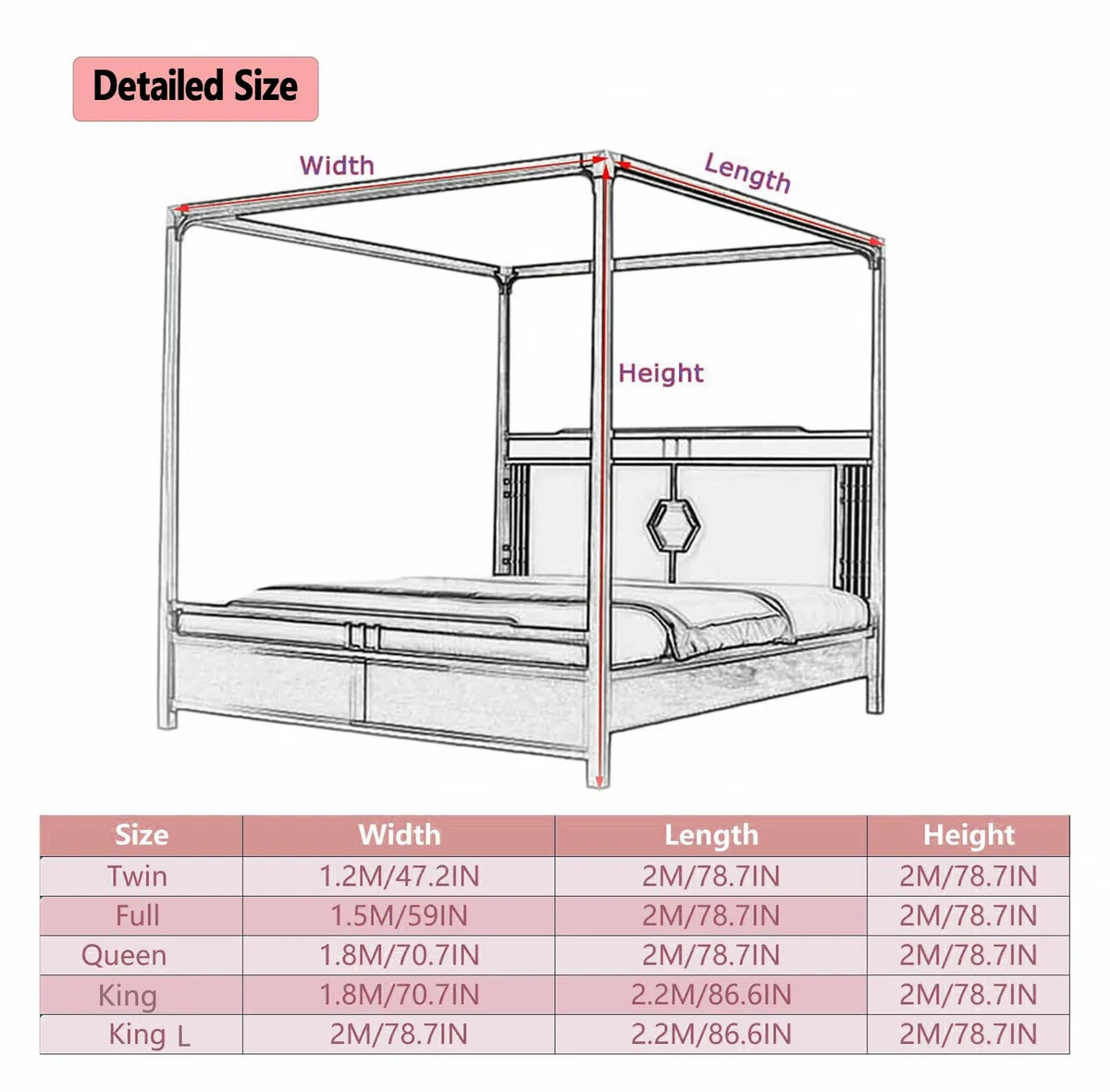 Bettzelt, Eckbetthimmel-Pfostengestell, Doppelbett-Himmelbettgestell, Stangen aus verschiedenen Materialien, Moskitonetz-Betthimmelgestell für Schlafzimmerdekoration, Silber, Kings