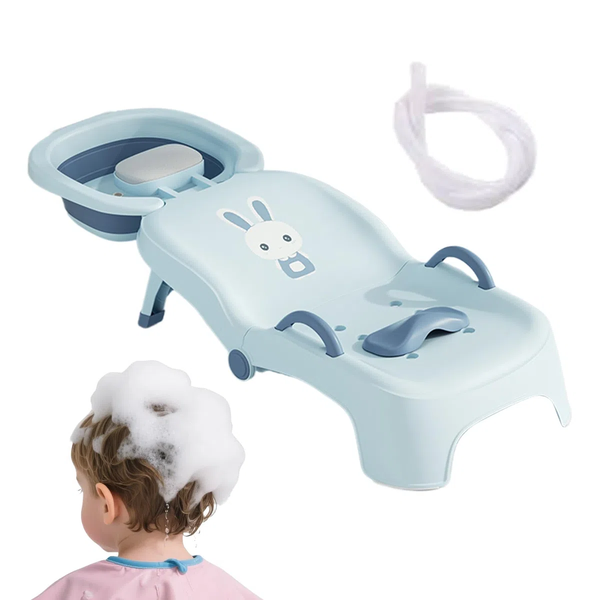 Kids Shampoo Stuhl - Verstellbarer Kinder Shampoo Stuhl | Haarwaschstation Für Kinder | Faltbare Babys Haarwaschbad Für Hausalter Im Alter Von 0 Bis 10 Jungenn Mädchen Badezimmer Salon Toilettenhausha