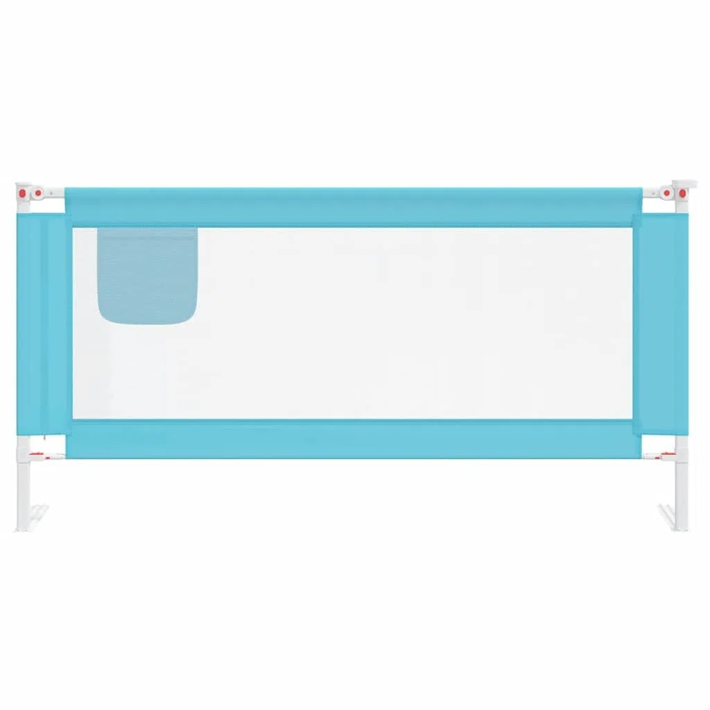 Kleinkind-Bettschutzgitter Blau 180x25 cm Stoff mit Verstellbarer Höhe 70-95 cm, Rausfallschutz und Absturzsicherung für Kinderbett, Bettbarriere für Babysicherheit im Schlafzimmer