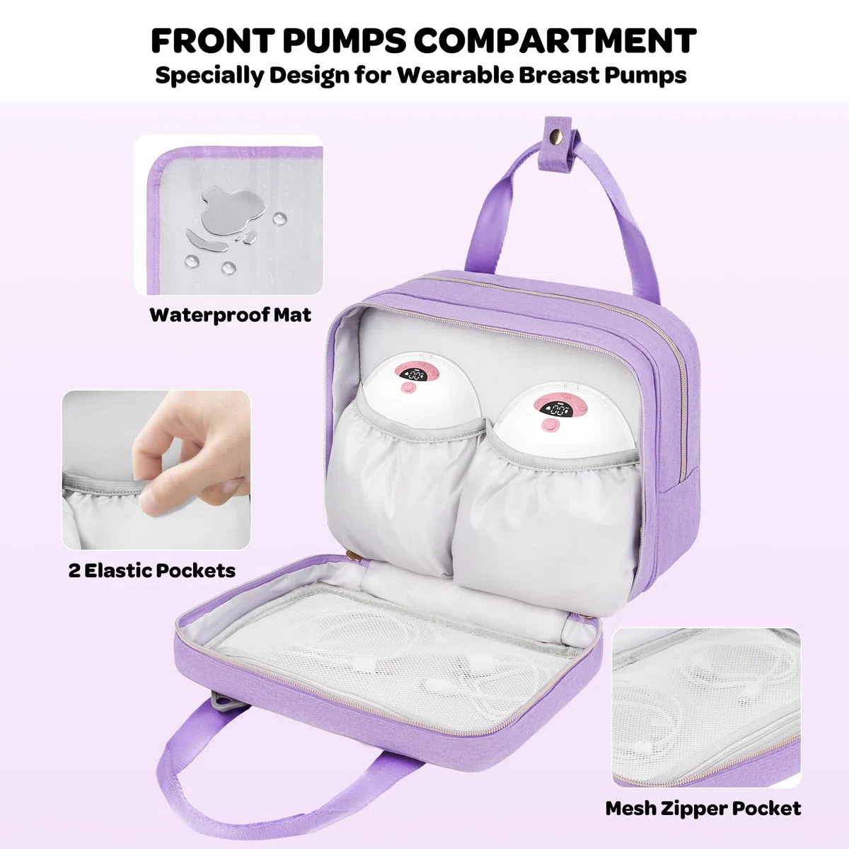 Tragbare Milchpumpentasche mit Kühlfach, kompatibel mit Momcozy M5/S12 Pro, Elvie & Medela Pumpen mit Stil