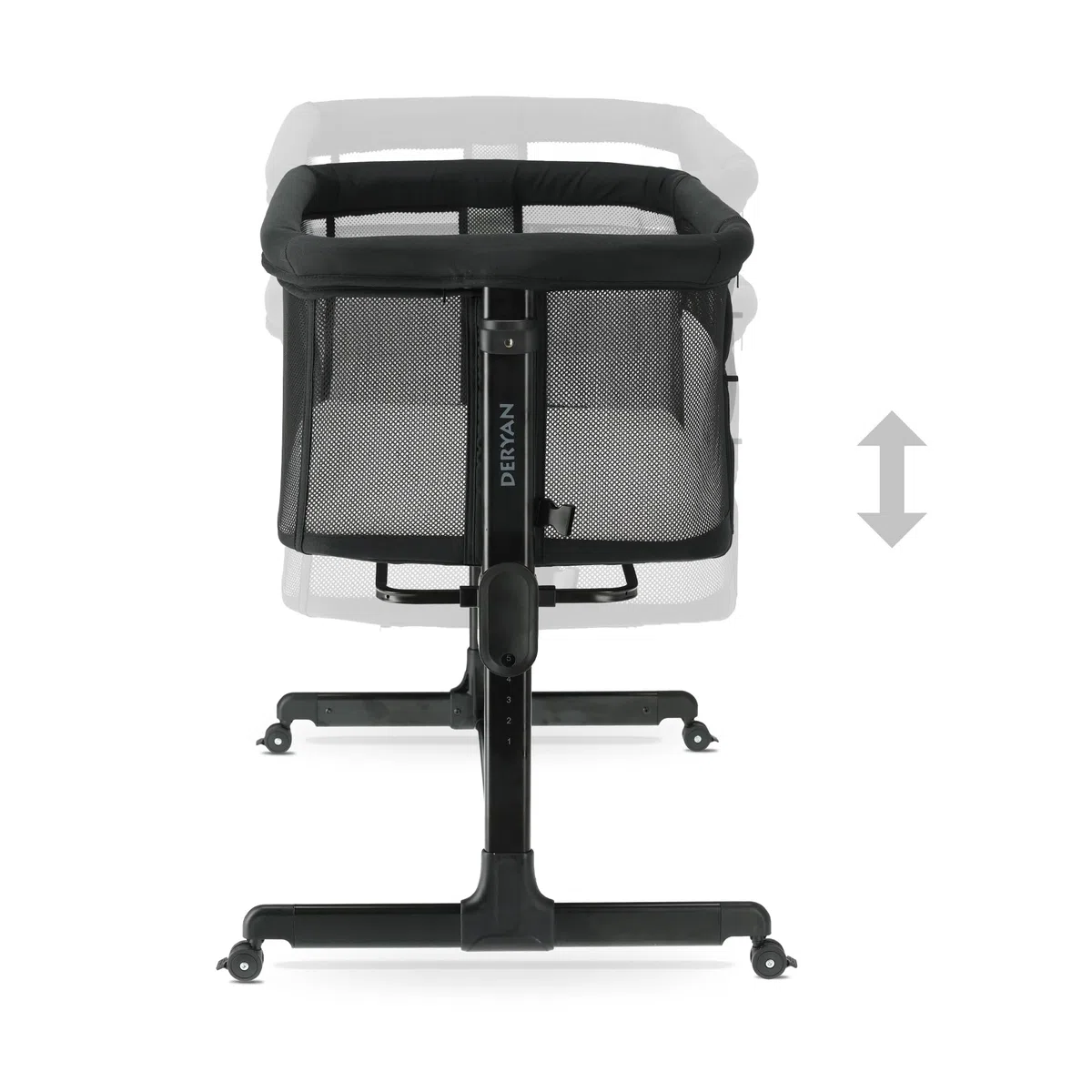 Deryan Snoozy Co-Sleeper 3 in 1 Babybett bis 9 kg, Beistellbett, Wiege, Höhenverstellug und Einstellung der Neigung der Matratze, 4 Räder mit Bremse Ergonomische Matratze Tasche (Schwarz)