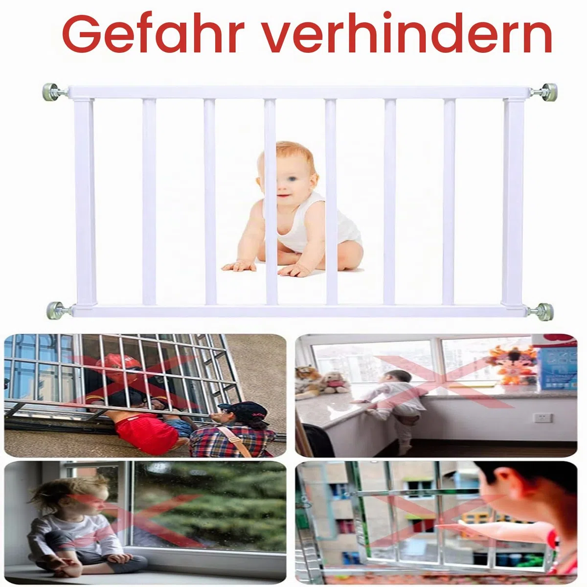 Fenstergitter Sicherheitsgitter Gitter (60x100cm) | Gitter Nicht zum Öffnen, Sicherheitsgitter Gitter for Tür Treppengitter Fenster, Kein Bohren, Sicherungsstange for Fenster