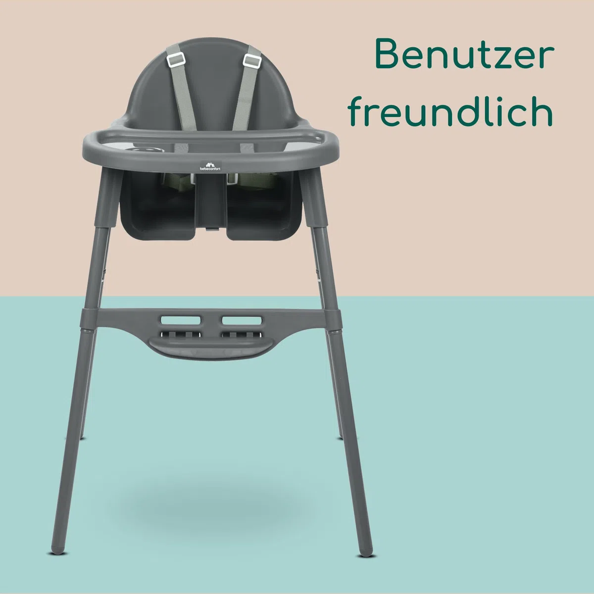 Bebeconfort Meely 2-in-1 verstellbarer Hochstuhl Baby Babystuhl 6 Monate–3 Jahre max. 15 kg leicht 3,3 kg Reisehochstuhl 5-Punkt-Gurt Dark Grey