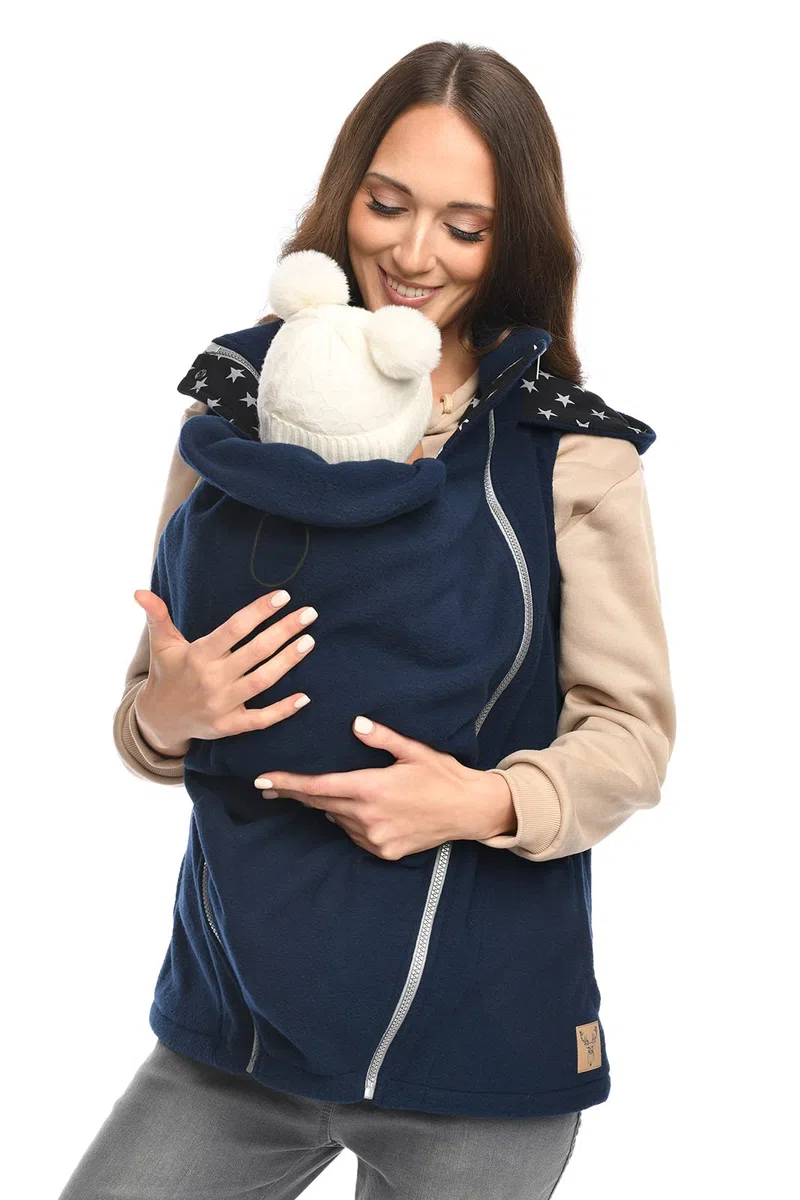 MijaCulture 3-in-1 Umstands-Trageweste ohne Ärmel – Zubehör für Babytrage oder Tragetuch, Modell 4131 (Dunkelblau, XL)
