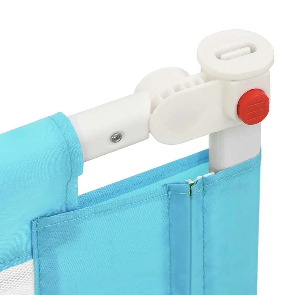 Kleinkind Bettschutzgitter Blau 160x25 cm Stoff mit höhenverstellbarer Bettbarriere, Rausfallschutz und Seitenschutz für Kinderbett, Babysicherheit und Absturzsicherung im Schlafzimmer