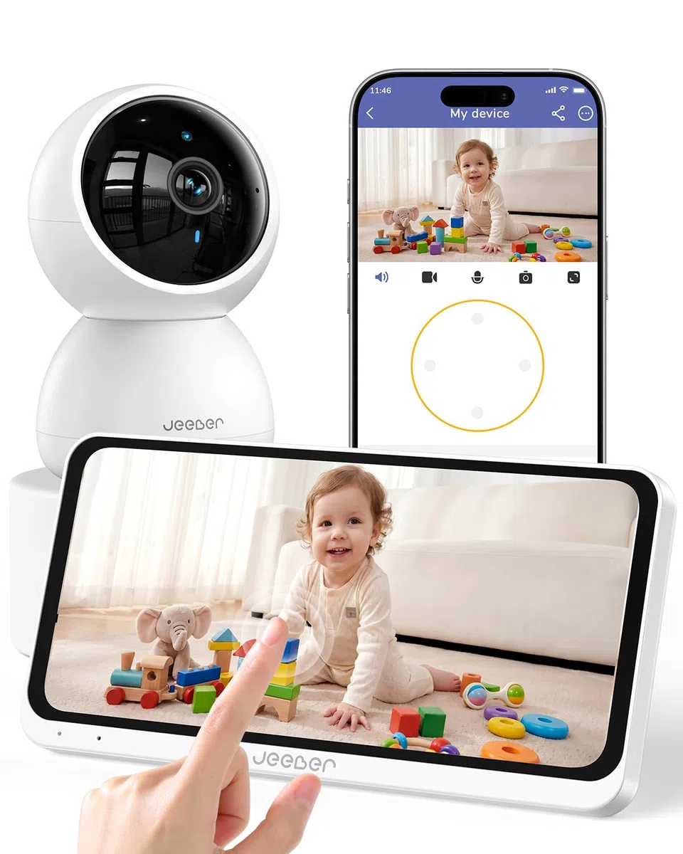 Touchscreen & Split-Screen, 6.5" WLAN Babyphone mit Kamera und App | Pinch-to-Zoom & 5X Zoom, PTZ 360°, 4MP, HDR-Nachtsicht Video Babyphone, VOX Modus, 2-Wege-Audio, Bewegungs/Geräuscherkennung