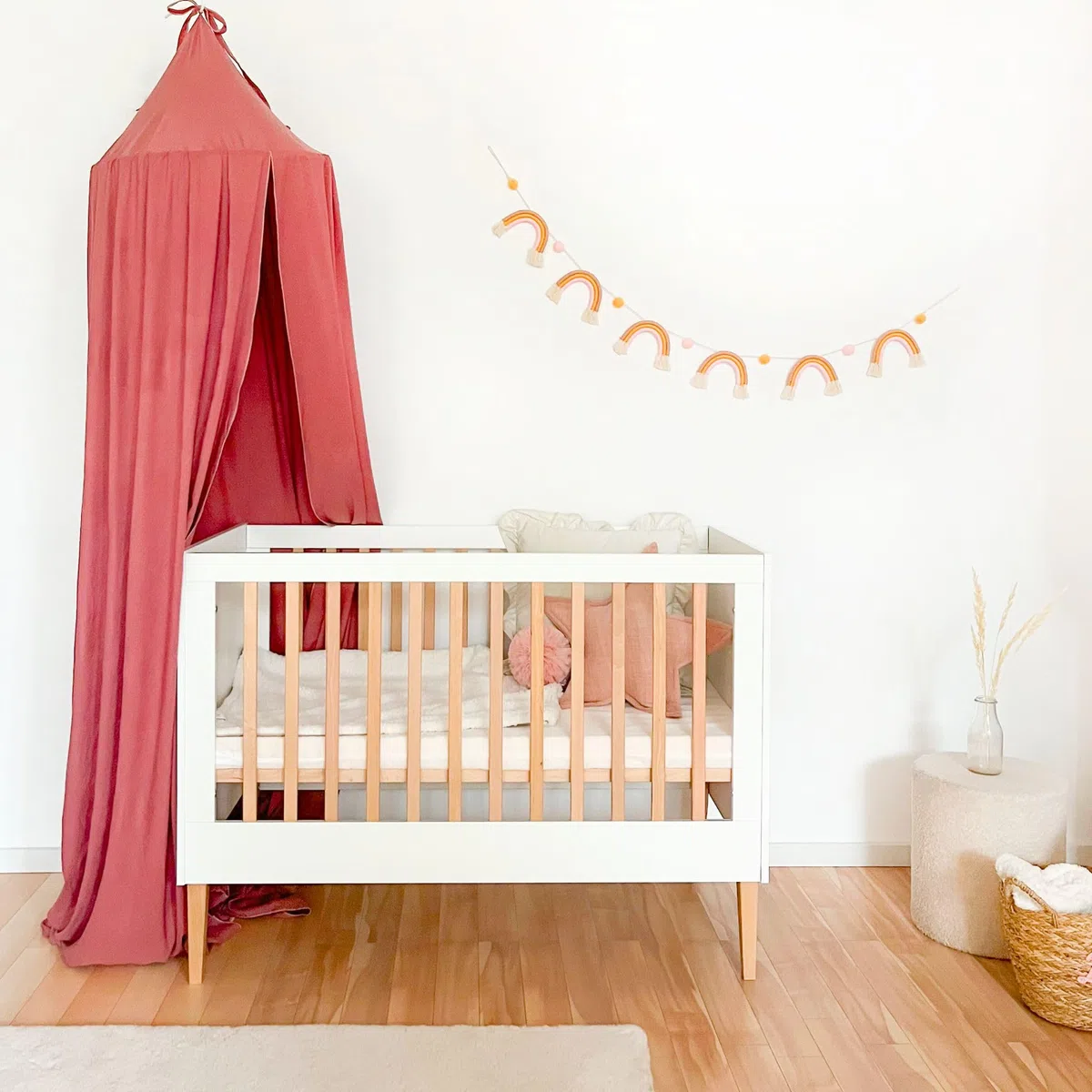 ATB Weiss Babybett Ila 60x120 - Baby Bett Für Baby - Massivholz Bed 120x60 for Babys - Kinderbett Ab 3 Jahr - Weiß Crib 60 x 120 - Beyaz Bebek Yatagi - Komplett Beybi Cots Für Sleep