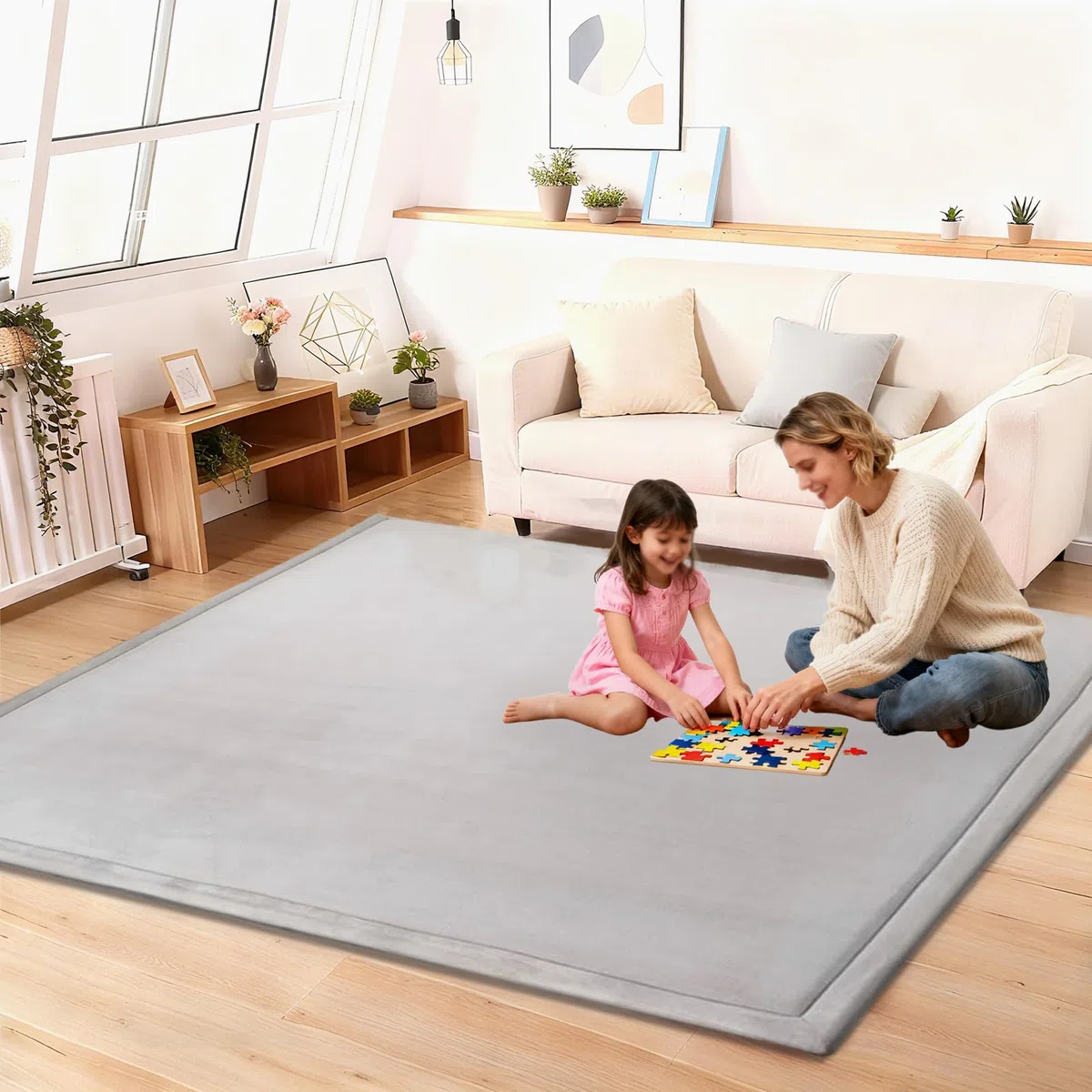Krabbelmatte Baby Dicke 3 cm Spielmatte Kinder Spieldecke Kinderteppich Spielteppich Schalldämmung Matte 100 x 150 cm Baby Spielmatte Bodenmatte rutschfest Seiten für Drinnen und Draußen