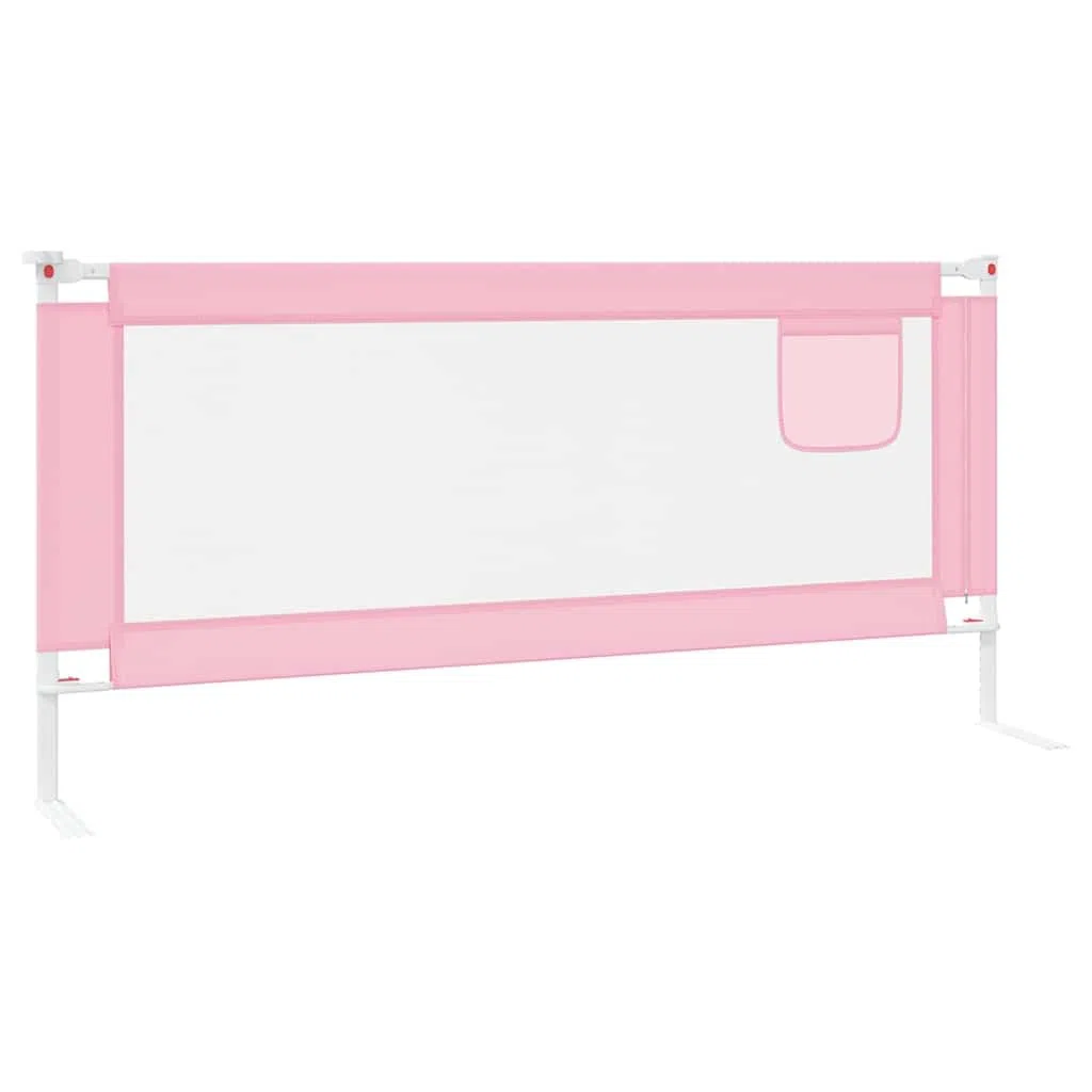 Kleinkind-Bettschutzgitter Rosa aus Stoff 200x25 cm, höhenverstellbar, klappbar mit Rausfallschutz, atmungsaktiv für Kinderbett, Elternbett, Boxspringbett und Reisebett
