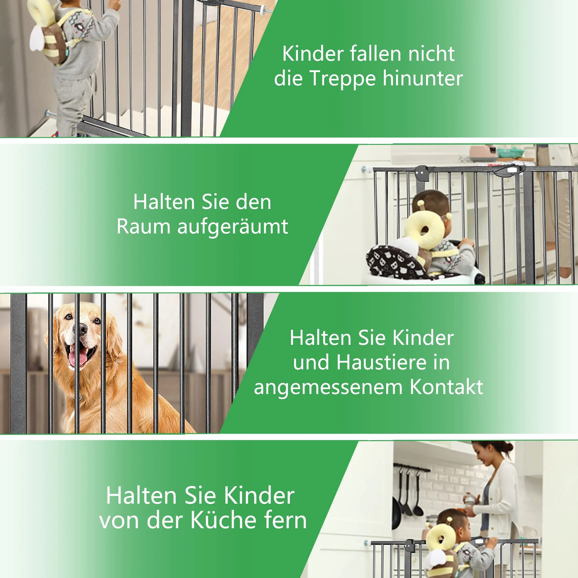 Treppenschutzgitter ohne Bohren 95-105 cm Türschutzgitter für Kinder und Haustiere Schwarz