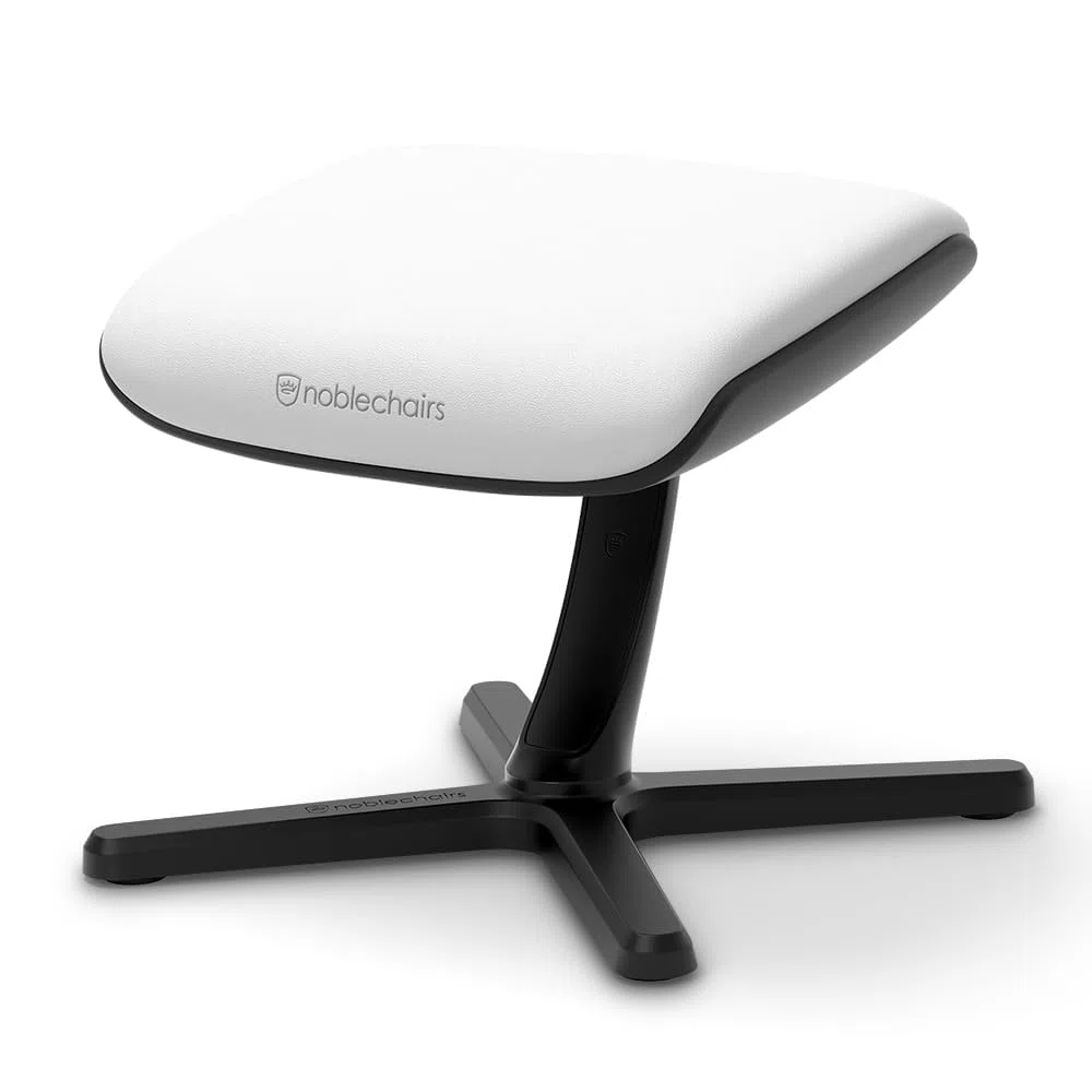 noblechairs Footrest V2.0, White Edition, 45-Grad Neigung, Premium Materialien, High-Tech Vinyl Bezug, Weiß