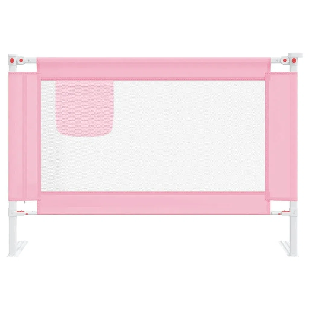 Kleinkind-Bettschutzgitter Rosa 100x25 cm Stoff mit Verstellbarer Höhe, Rausfallschutz und Seitenschutz für Kinderbett, Bettschranke für Babysicherheit im Schlafzimmer und Reisebett