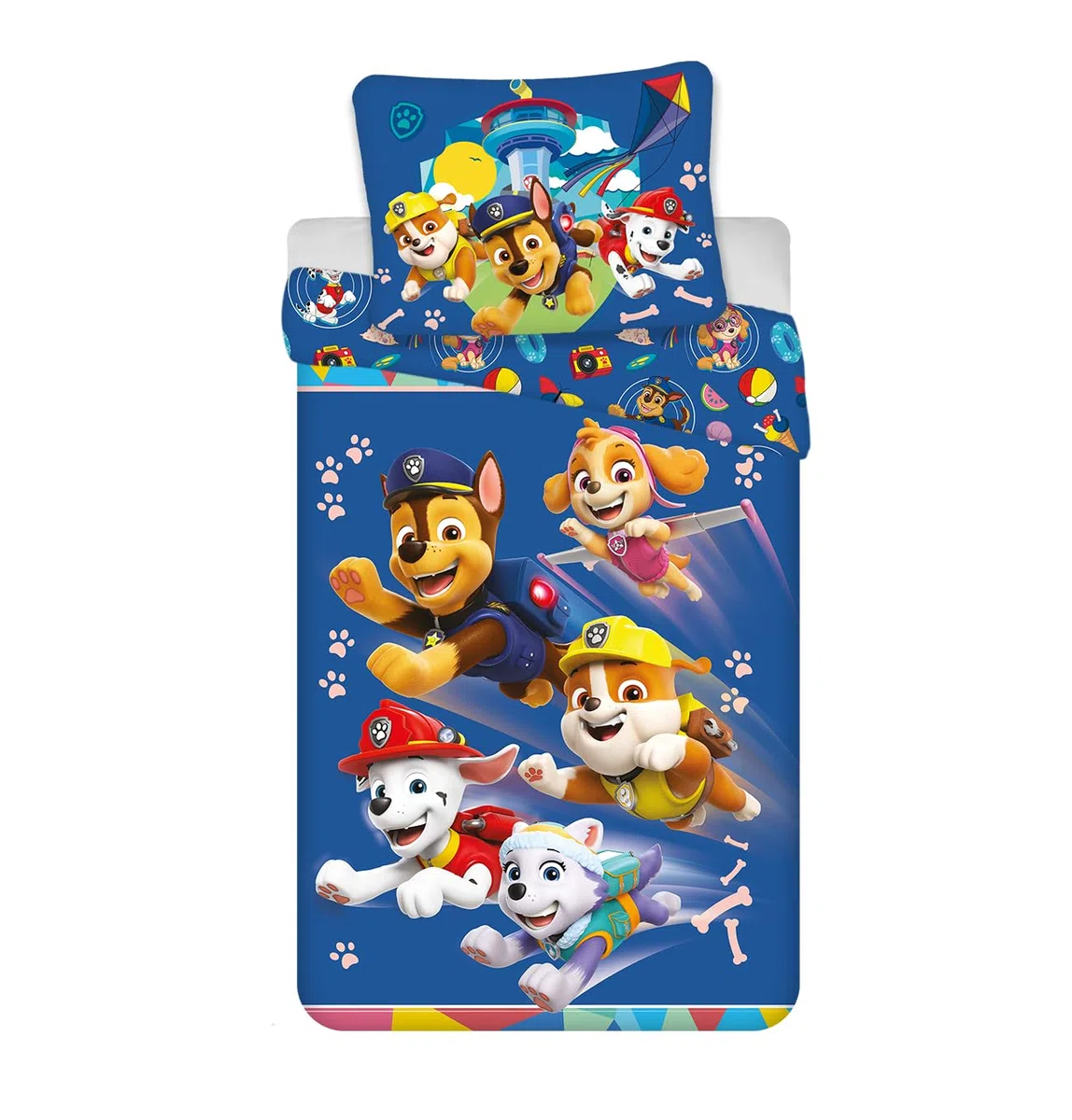 Paw Patrol Bettwäsche Set 140x200cm mit Kissenbezug 60x65cm | 100% Baumwolle | Motiv "Rescue Team Adventure" | Weiche und atmungsaktive Kinderbettwäsche Set | Chase, Marshall
