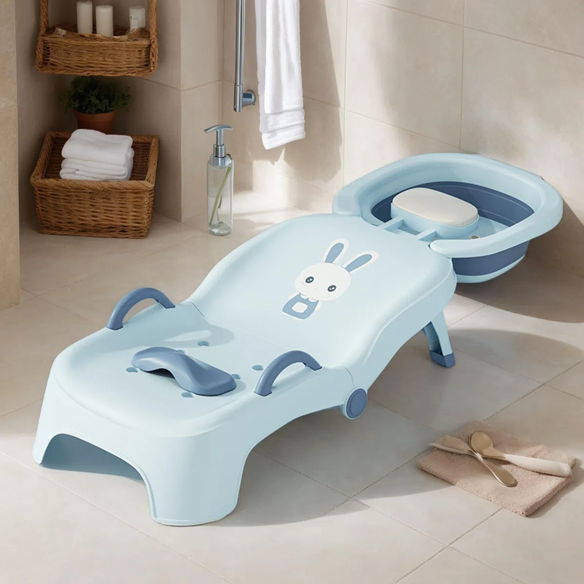 -Shampoo-Stuhl Faltbarer -Shampoo-Kopfspül-Waschsitz 0-10 Jahre | Faltbarer Kinder-Haarwasch-Badesitz Für Zuhause Bad WC Salon Mädchen 0-10 Jahre Kinder Haarwäsche Station Sitz Kopfstütze
