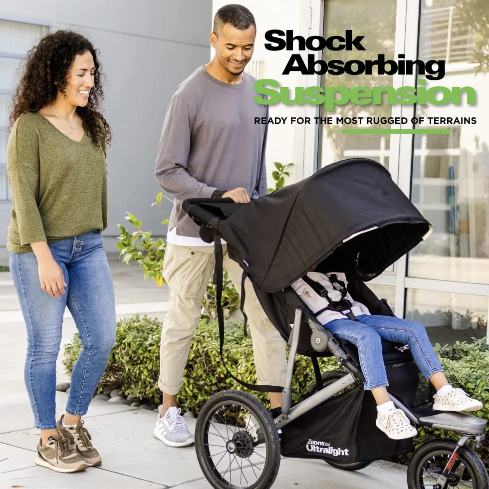 Joovy Zoom 360 Ultraleichter Jogging-Kinderwagen, Sports Buggy, großes Vordach, extra große luftgefüllte Reifen, schwarz
