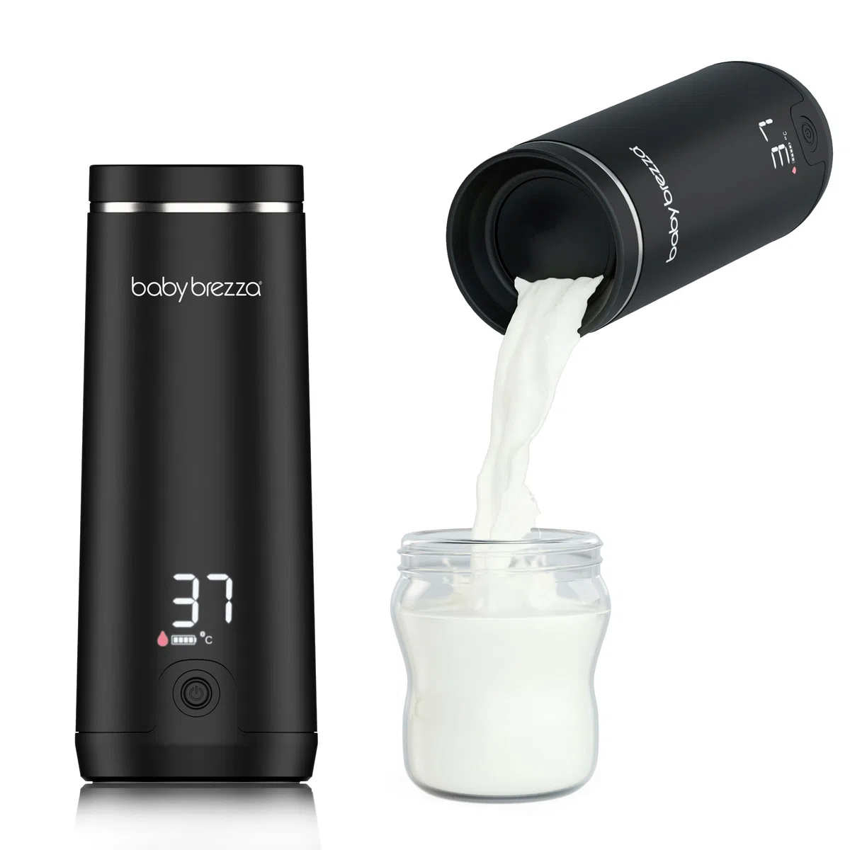 Baby Brezza SuperFast Superschneller tragbarer Muttermilch- und Wasserwärmer für die Reise Schwarz – 67% schneller – Kabellos & wiederaufladbar über USB-C – Edelstahl – 4 Temperaturstufen – 270 ml