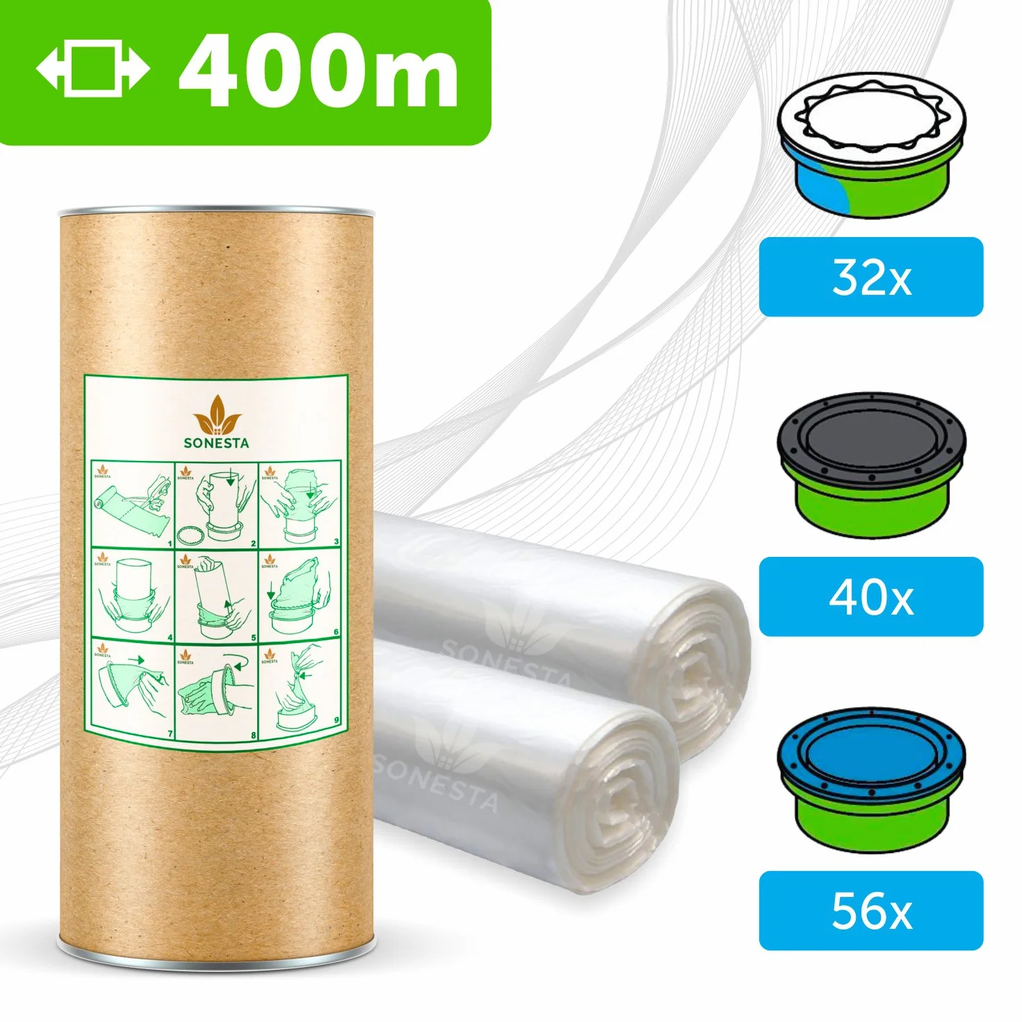400m ECO Nachfüllfolie Windeltwister windeleimer kompatibel mit Tommee Tippee TEC, Simplee, Twist & Click | 100% Kompatibel für Nachfüllkassetten| mit Geruchsbarriere, Einfach zu bedienen