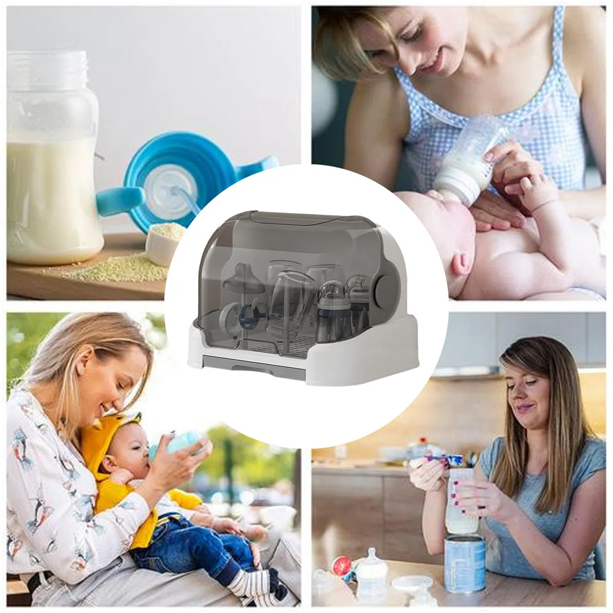 Abtropfgestell für Babyflaschen – 2025 großer Babyflaschen-Organizer | staubdichte Flaschenaufbewahrung mit Abnehmbarer Abtropfschale, langlebiges für Kleinkindflaschen und Aufbewahrungsbox
