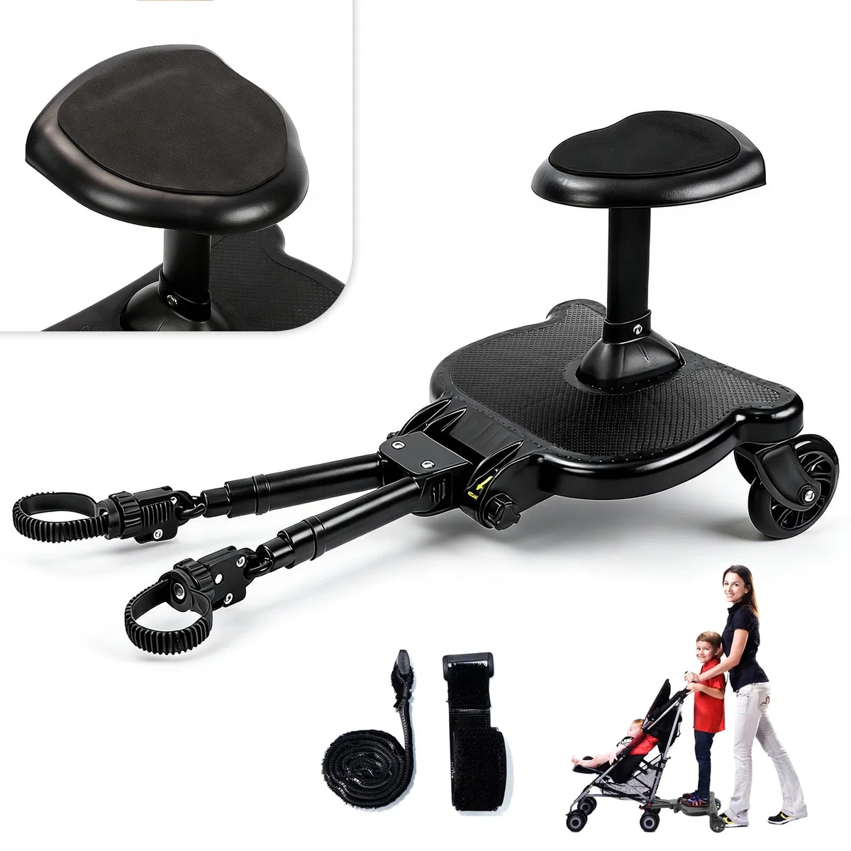 Vihir Buggy Board mit Sitz, Buggy Board für 99% Kinderwagen, Kinderwagen Board Universal, Kiddy Board für Kinder Von 2-6 Jahren (25 Kg)，Vollständig Erneuern