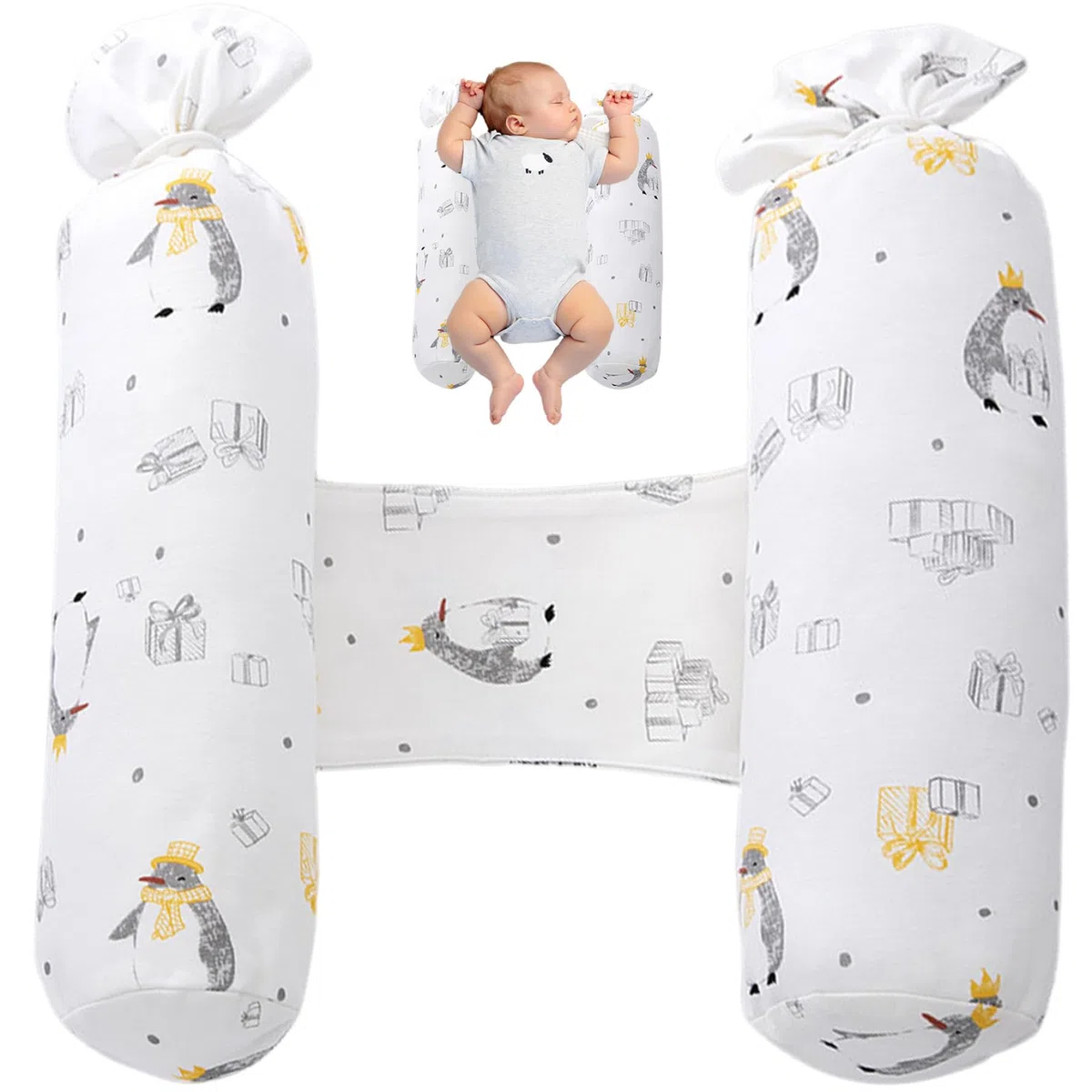 Anti-Rollkissen für Baby, 1 Paar einstellbares Seitenschläferkissen, Style 2 Weiche Baumwoll-Süßigkeiten-Formpositionierer für 0-12 Monate, waschbar