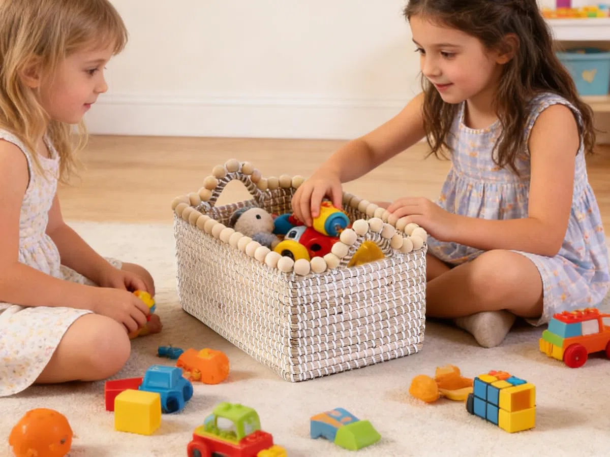 3er Set Aufbewahrungskorb Seegraskorb, Wäschekorb mit Griffen, 14.7L/10L/6.5L, Deko Korb für Wohnzimmer, Küche, Kinderzimmer, Badezimmer für Bettwaren, Kosmetik, Küchenutensilien