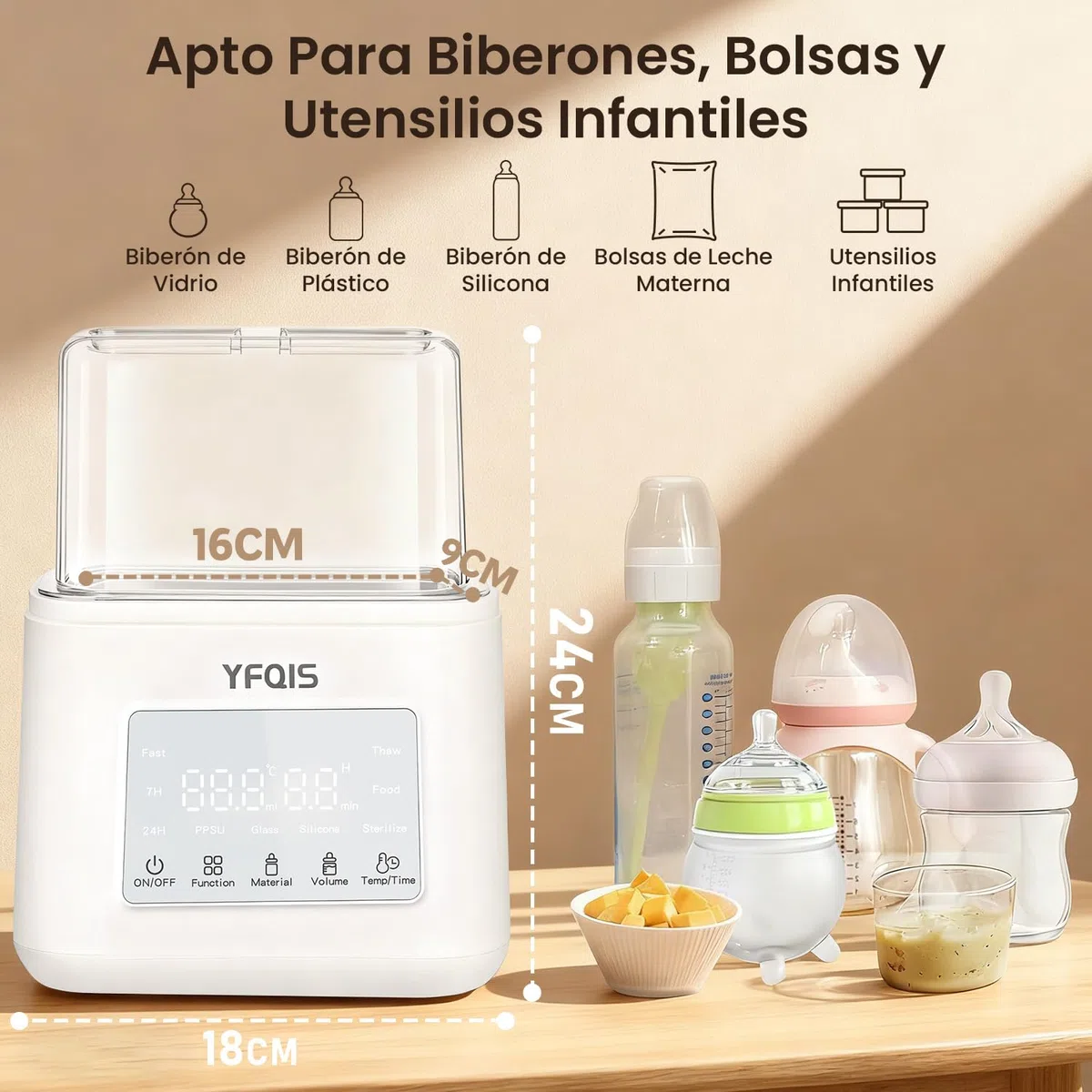 Erhitzt Doppel-Flaschen, 10-in-1 Sterilisator, Aufwärm/Auftauen von Muttermilch und Pürees, präzise Temperaturkontrolle, mit LCD-Display, Timer, automatische Abschaltung, BPA-frei