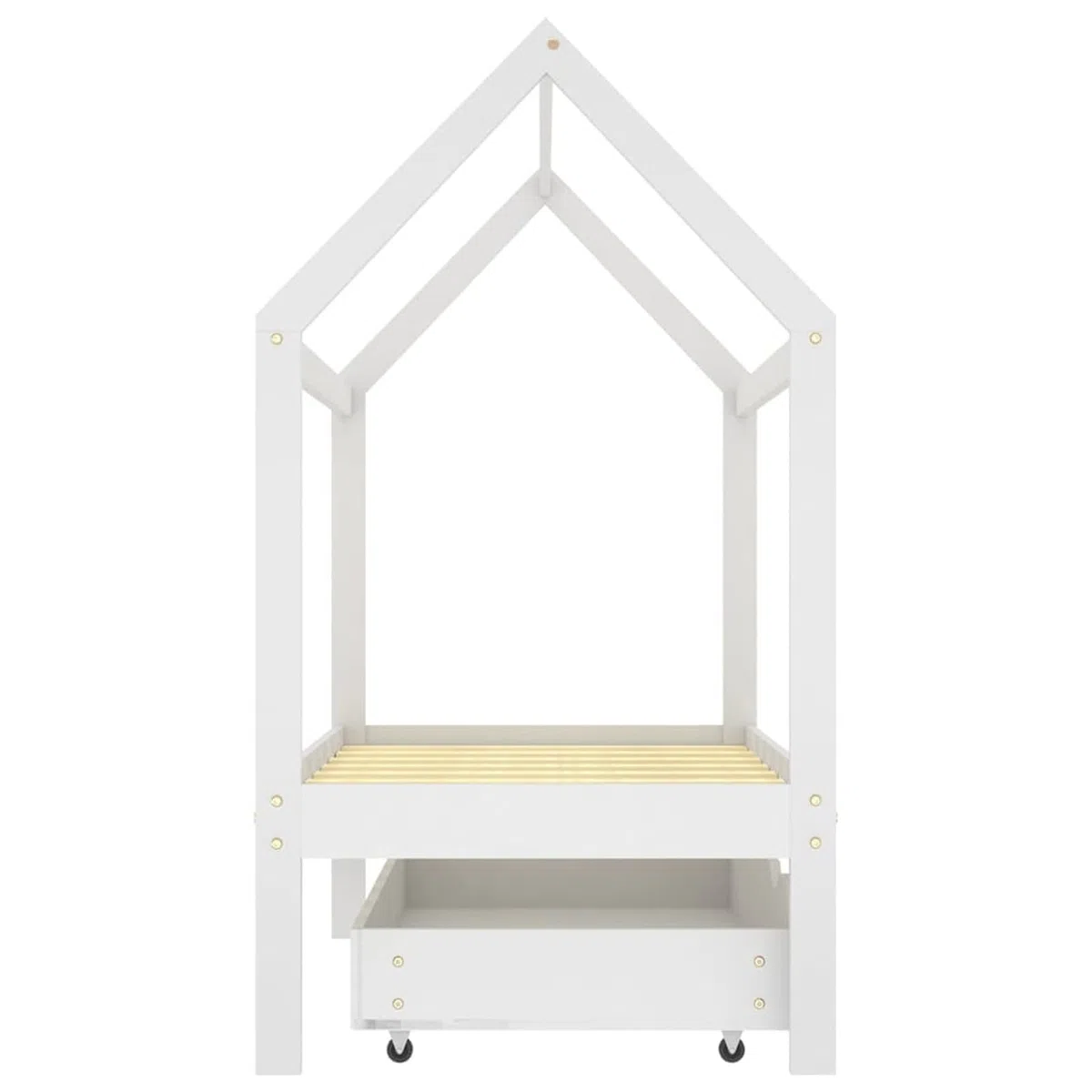 Chusui Kinderbett mit Schublade, Kinderbett, Hausbett, Betten, Kinder Bett, Weiß Massivholz Kiefer 70x140 cm