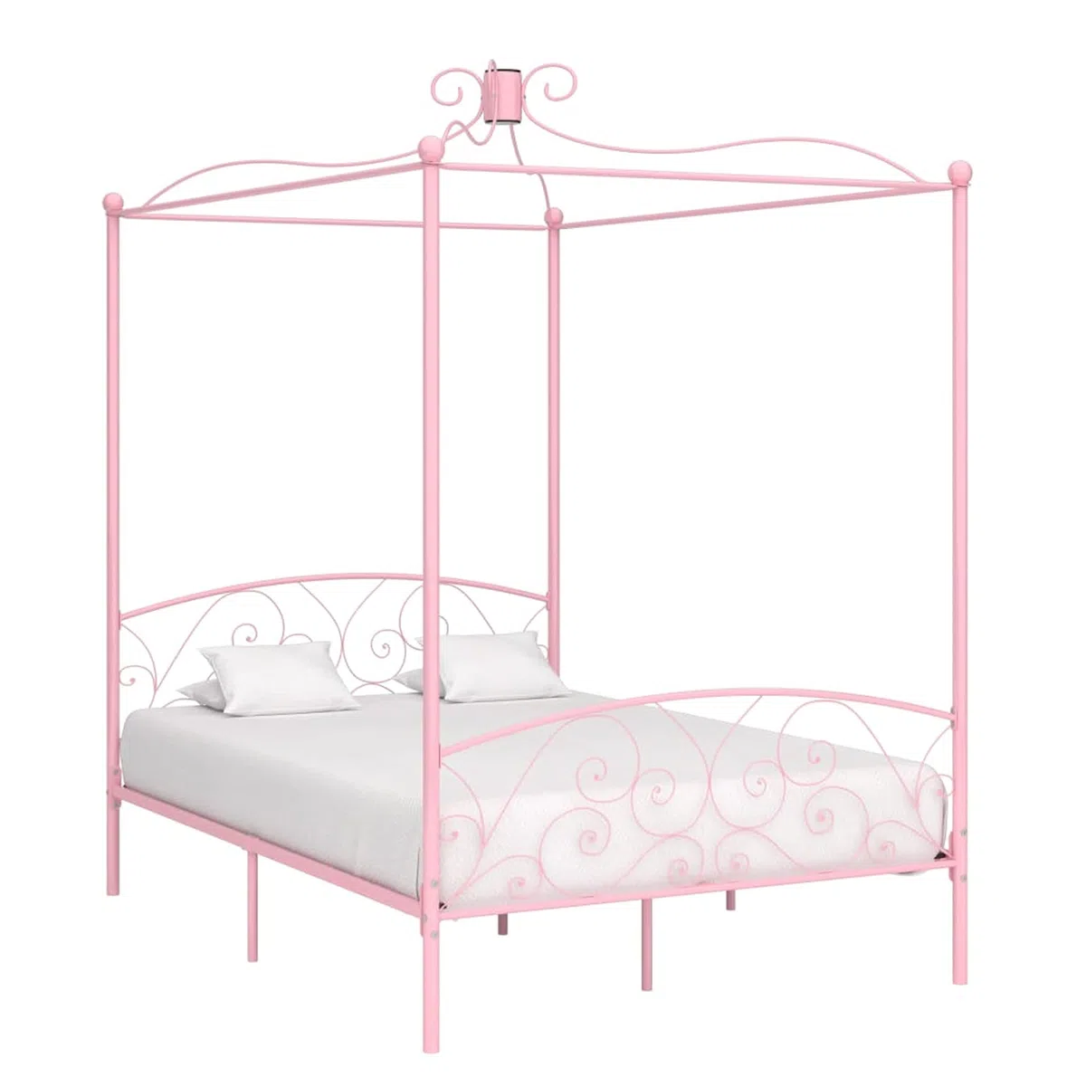 Himmelbett-Gestell Rosa Metall 140 x 200 cm Himmelstange Klemmen Betthimmel Stange Himmelbett Gestell Moskitonetz Halterung Bett