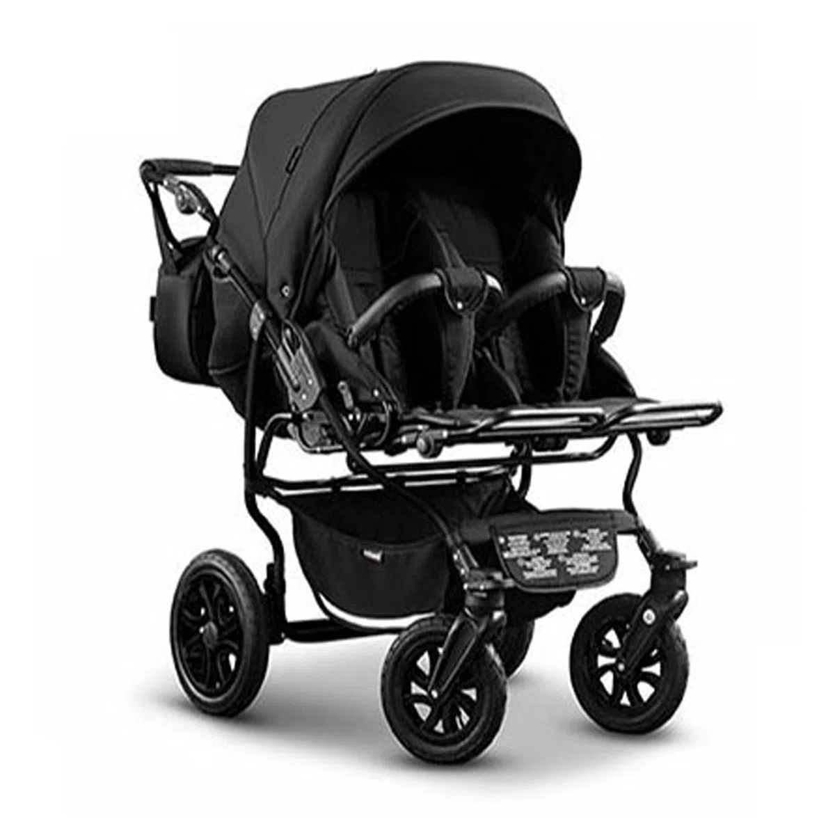 Zwillingskinderwagen 2 in 1 City Twin inkl. Sportsitze - 15 Teile - Schwarz-Schwarz