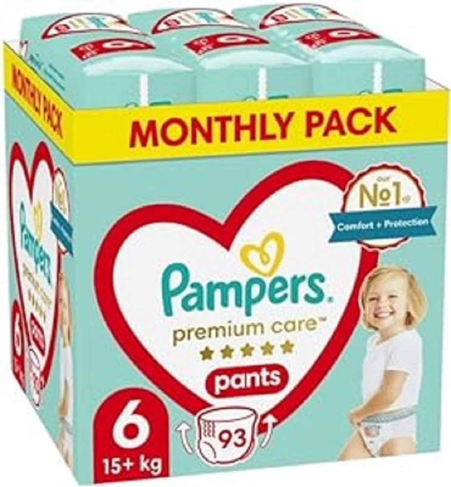 Pampers Pants Windeln Größe 6 (15+ kg), Premium Care, 93 Stück, Bester Schutz & Komfort Pampers in Einfach anzubringenden Windeln