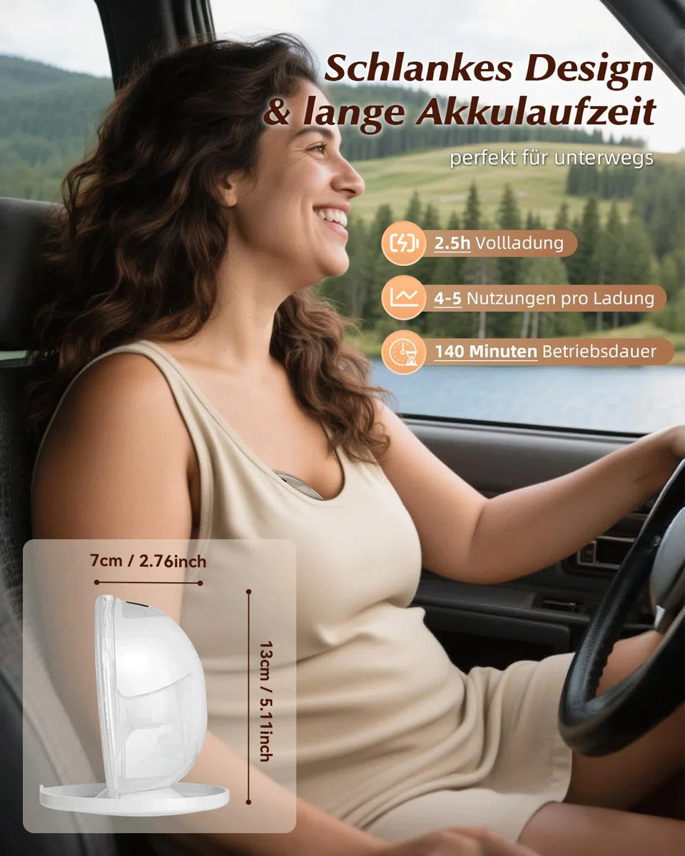 KISSBOBO K5 Milchpumpe Elektrisch,4 Modi 19 Stufen,280mmHg Starke Saugleistung elektrische milchpumpe freihändig,Schmerzfreie elektrisch tragbar (1 Stück/Weiß)