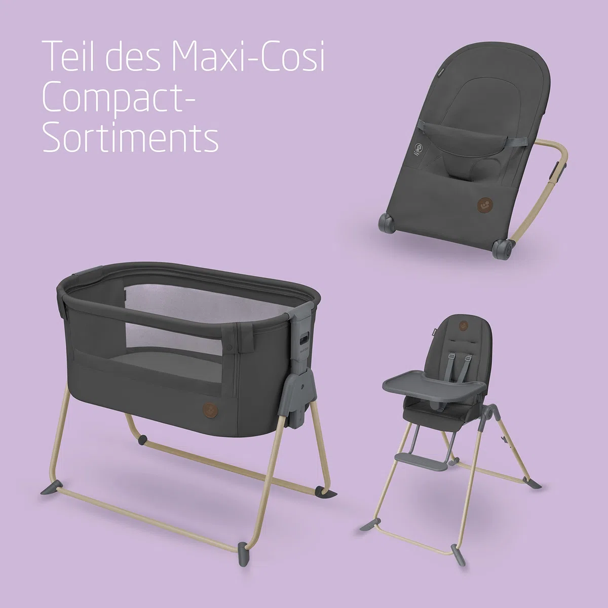 Maxi-Cosi Tori 2-in-1-Beistellbett, Krippe, 0 bis ca. 6 Monate, 0–9 kg, kompakt zusammenklappbar, leicht, 5 Höhenstufen, tragbares Beistellbett mit atmungsaktivem Netzgewebe, Beyond Graphite