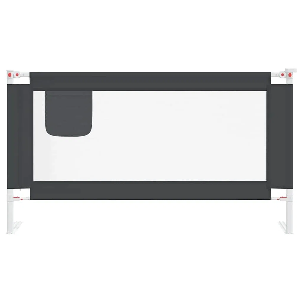 Kleinkind-Bettschutzgitter Dunkelgrau 150x25 cm Stoff mit Höhenverstellung, Rausfallschutz und klappbarer Barriere für Kinderbett, Elternbett, Boxspringbett und Reisebett