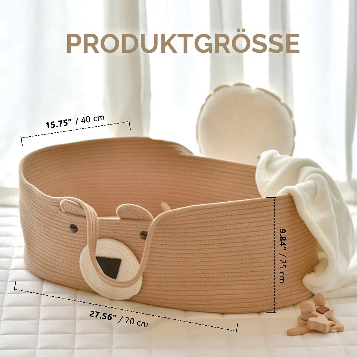 Baby Moses Basket Portable Baby Bed Handheld Moses Basket Cotton Rope Infant Bed Carrycot Baby Bedding Baby Sleeping Bag for Outdoor Travel Car