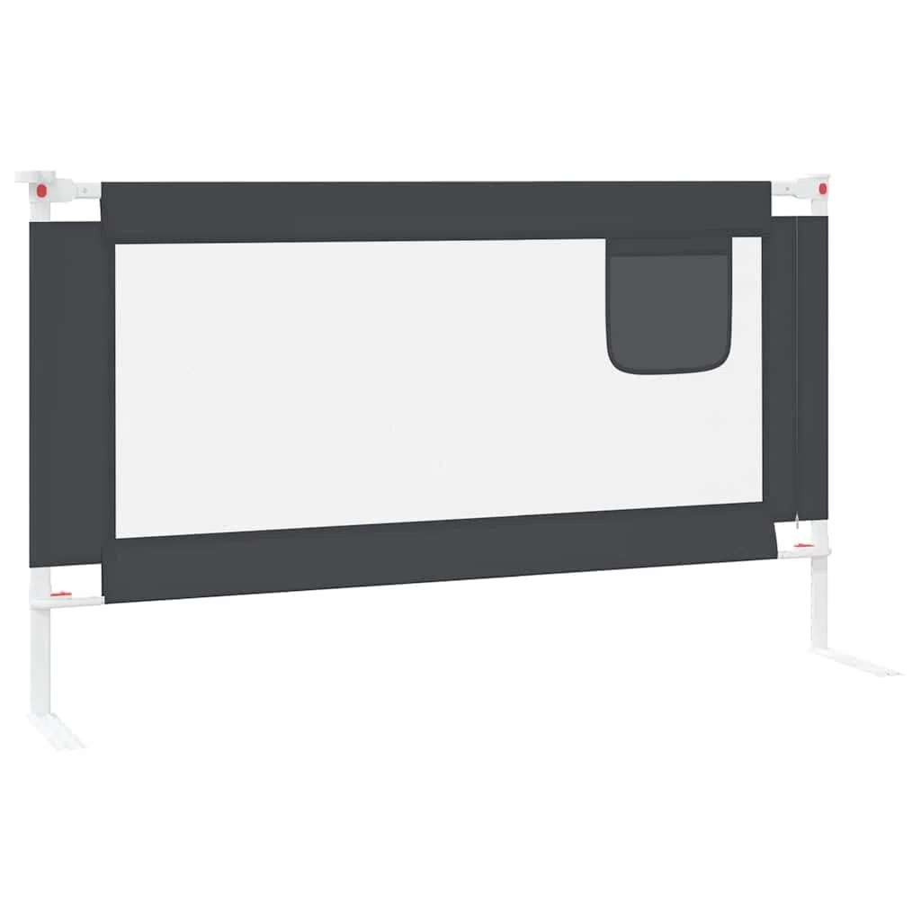 Kleinkind-Bettschutzgitter Dunkelgrau 140x25 cm Stoff mit Höhenverstellung, klappbar, Sicherheit Rausfallschutz für Kinderbett, Babybett, Elternbett, Boxspringbett, Schlafschutz