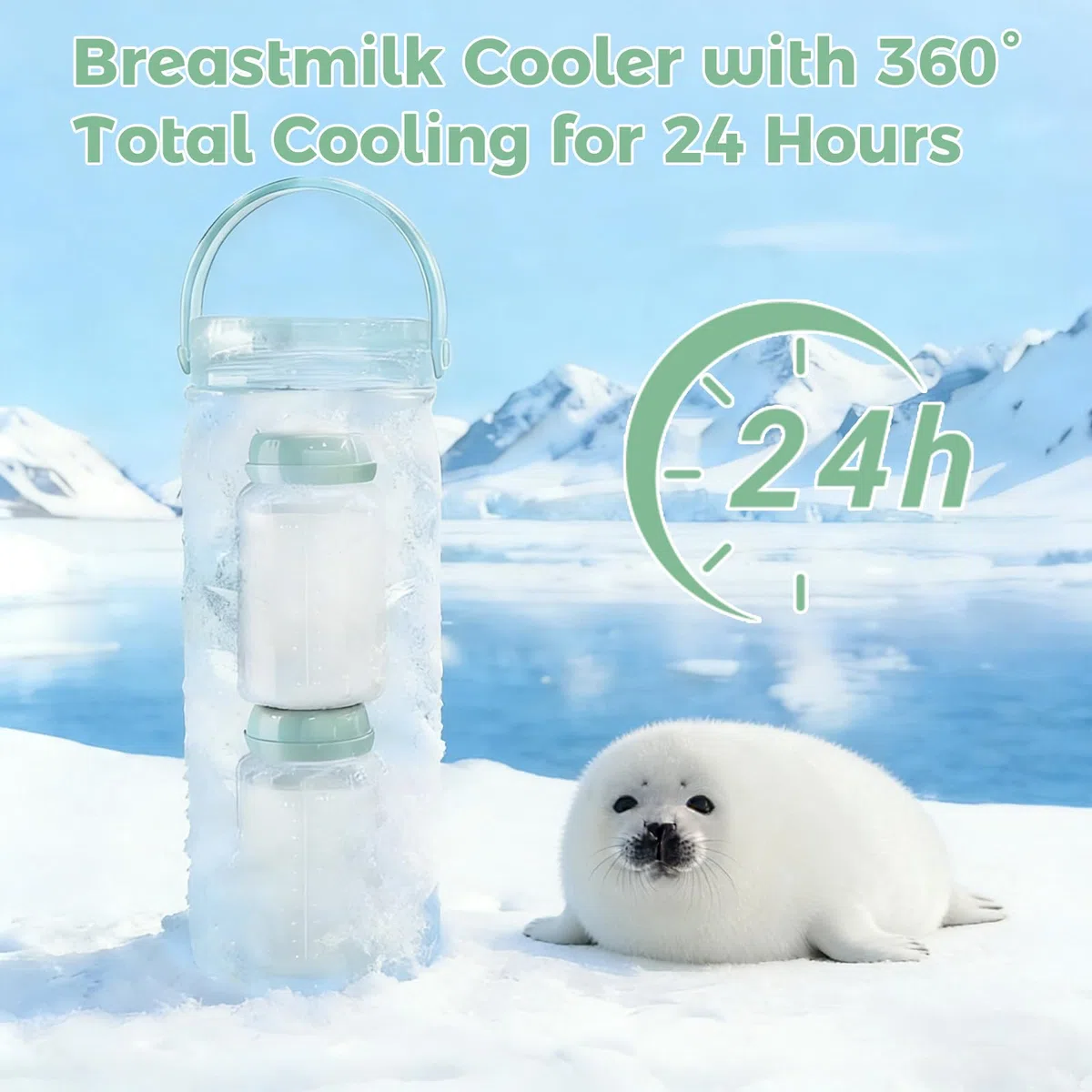 GarveeHome Muttermilch-Aufbewahrungsbox 22oz Mit Edelstahl-Chiller | 24h Kühlleistung, tragbar, doppelter Flaschenschutz, ideal für Reisen und Arbeit.