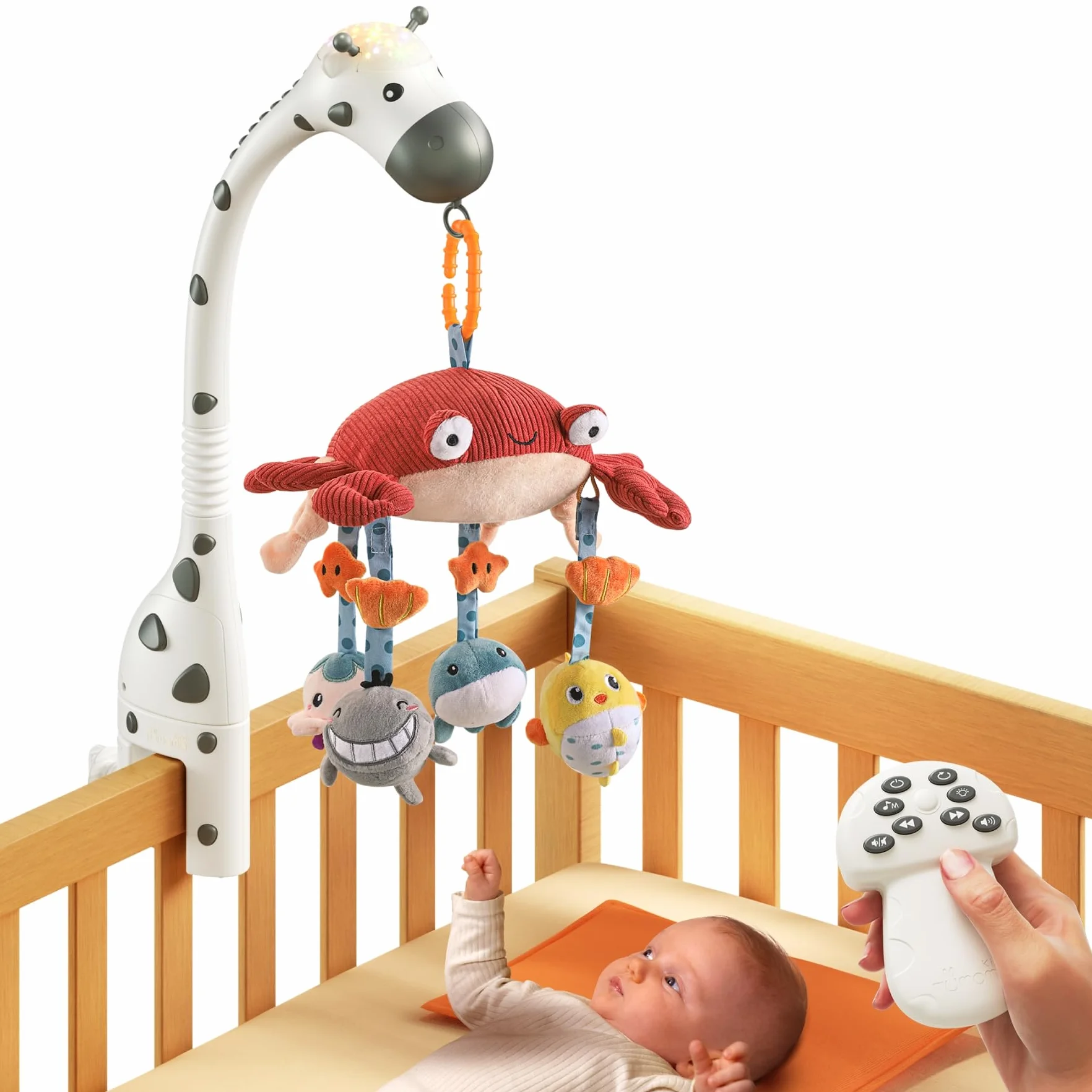 TUMAMA Mobile Baby mit Musik und Licht, drehbares und abnehmbares hängendes Mobile Baby, Spieluhr Baby für Babybett für Babys im Alter von 0–12 Monaten