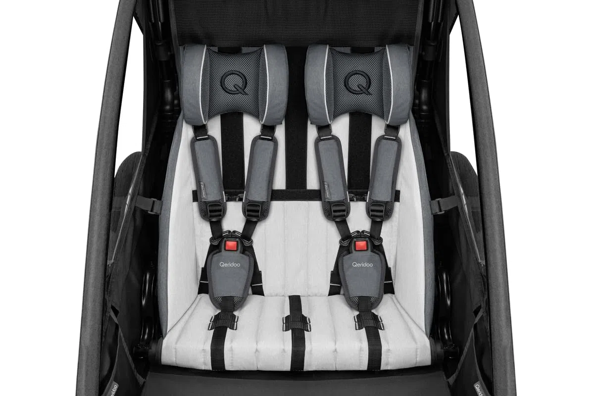 Qeridoo Sportrex Jeans Blue | Fahrradanhänger | Sicher & flexibel | Besonders gut als Trailer | Federung & 3-in-1-Verdeck | Fahrradanhänger Kinder | Fahrrad Anhänger | Kinderfahrradanhänger
