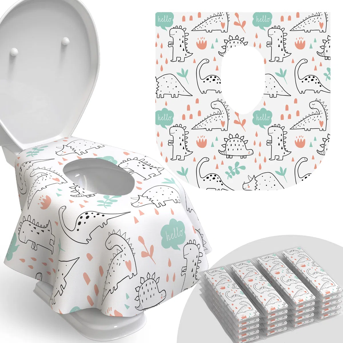 WC Sitzbezüge Einweg - 20er Pack - Wasserdicht, Ideal für Kinder und Erwachsene - Extra groß, einzeln verpackt für Reisen, Kleinkinder Töpfchentraining in öffentlichen Toiletten