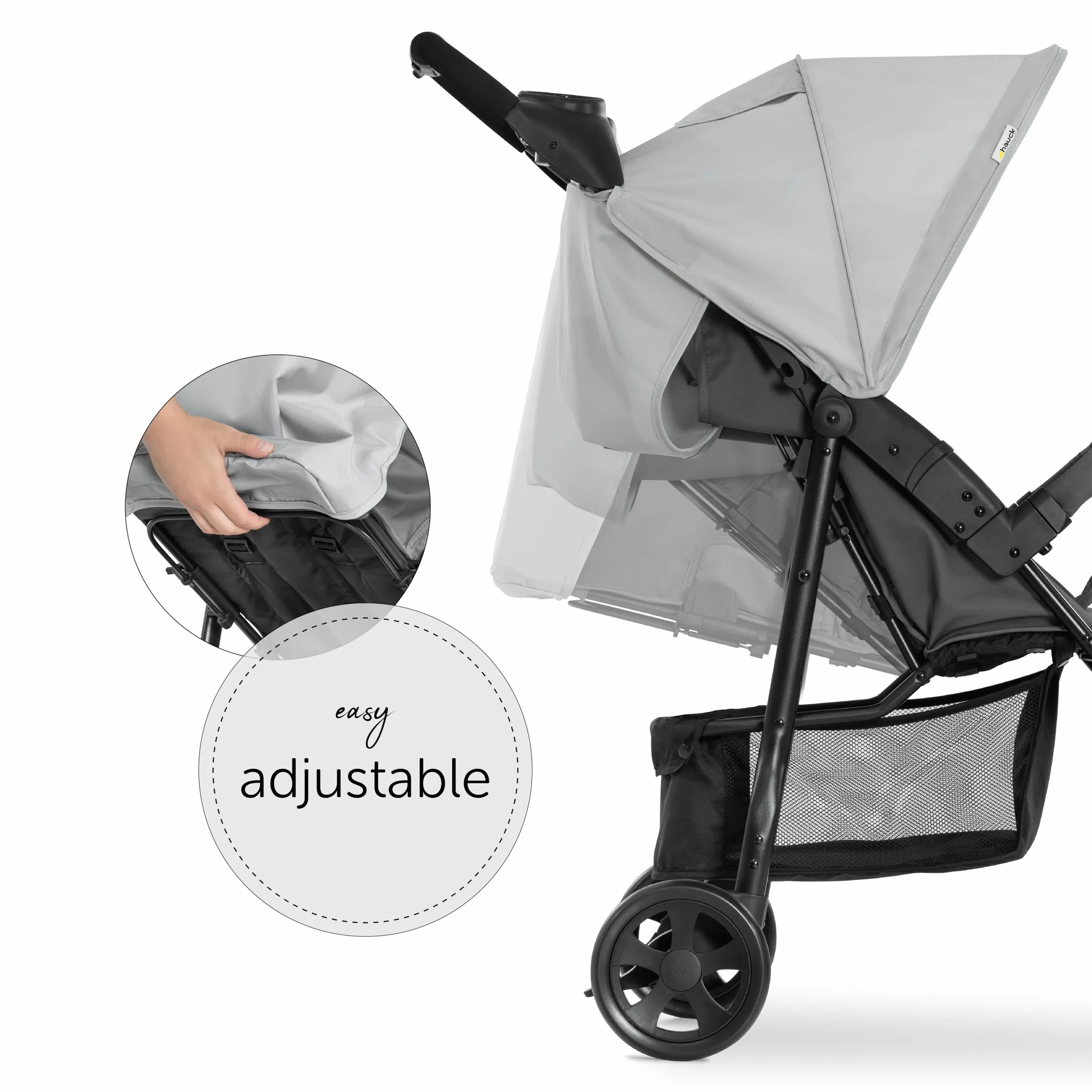 hauck Citi Neo 3, Grau - Dreirad Kinderbuggy ab Geburt bis 22 kg mit Liegefunktion, Becherhalter, Tasche im Verdeck, XL Korb bis 3 kg, Einhändig Zusammenklappbar, Leicht - 7,3 kg