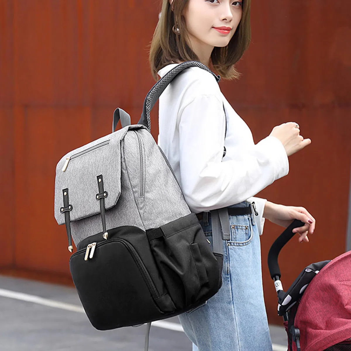 Multifunktionaler Outdoor Rucksack für Mütter mit Großer Kapazität aus Oxford Stoff Doppelte Schultertasche zum Reisen und Einkaufen
