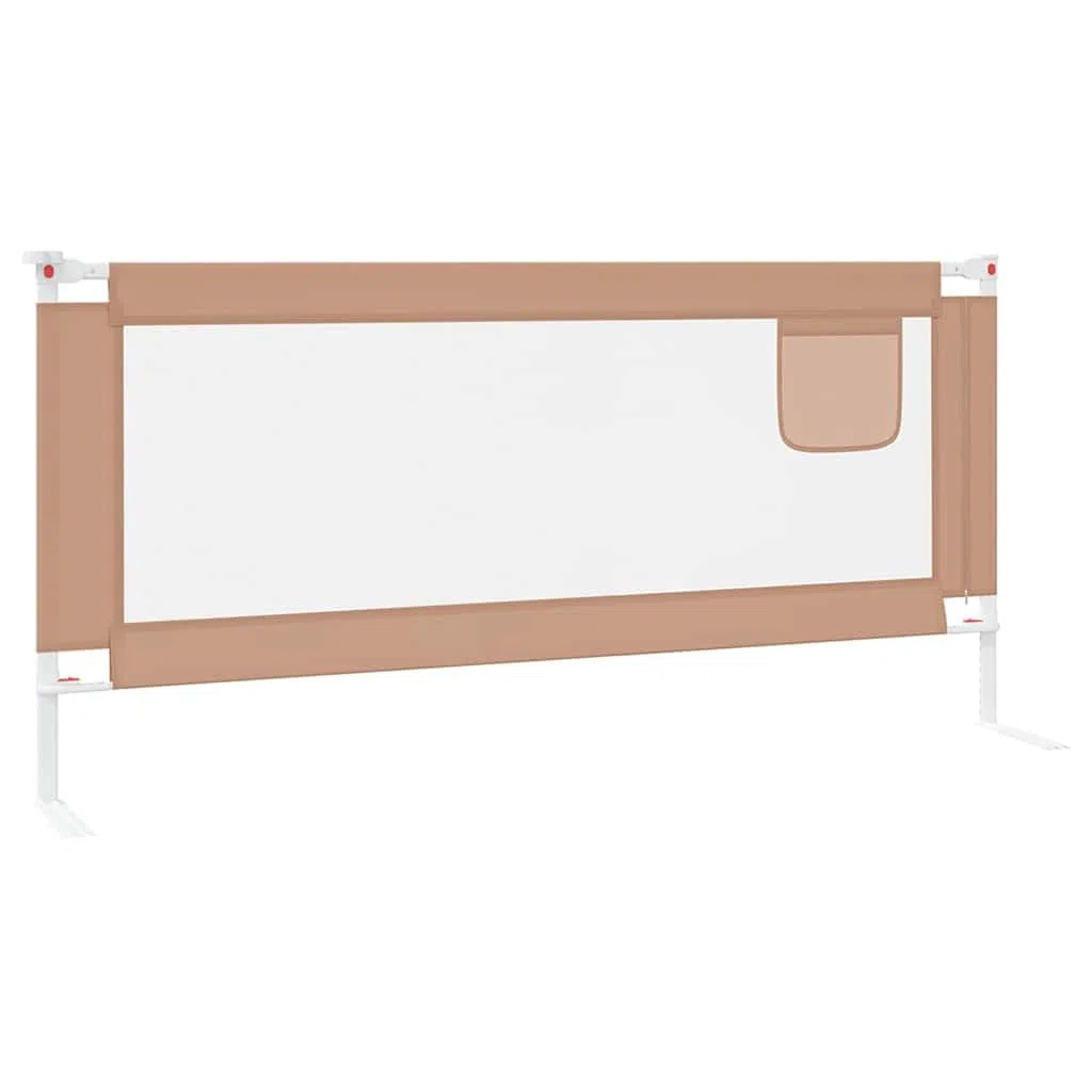 Kleinkind-Bettschutzgitter Taupe 200x25 cm Stoff mit Verstellbarer Höhe, Rausfallschutz für Kinderbett, Bettbarriere für Babysicherheit im Kinderzimmer und Elternbett