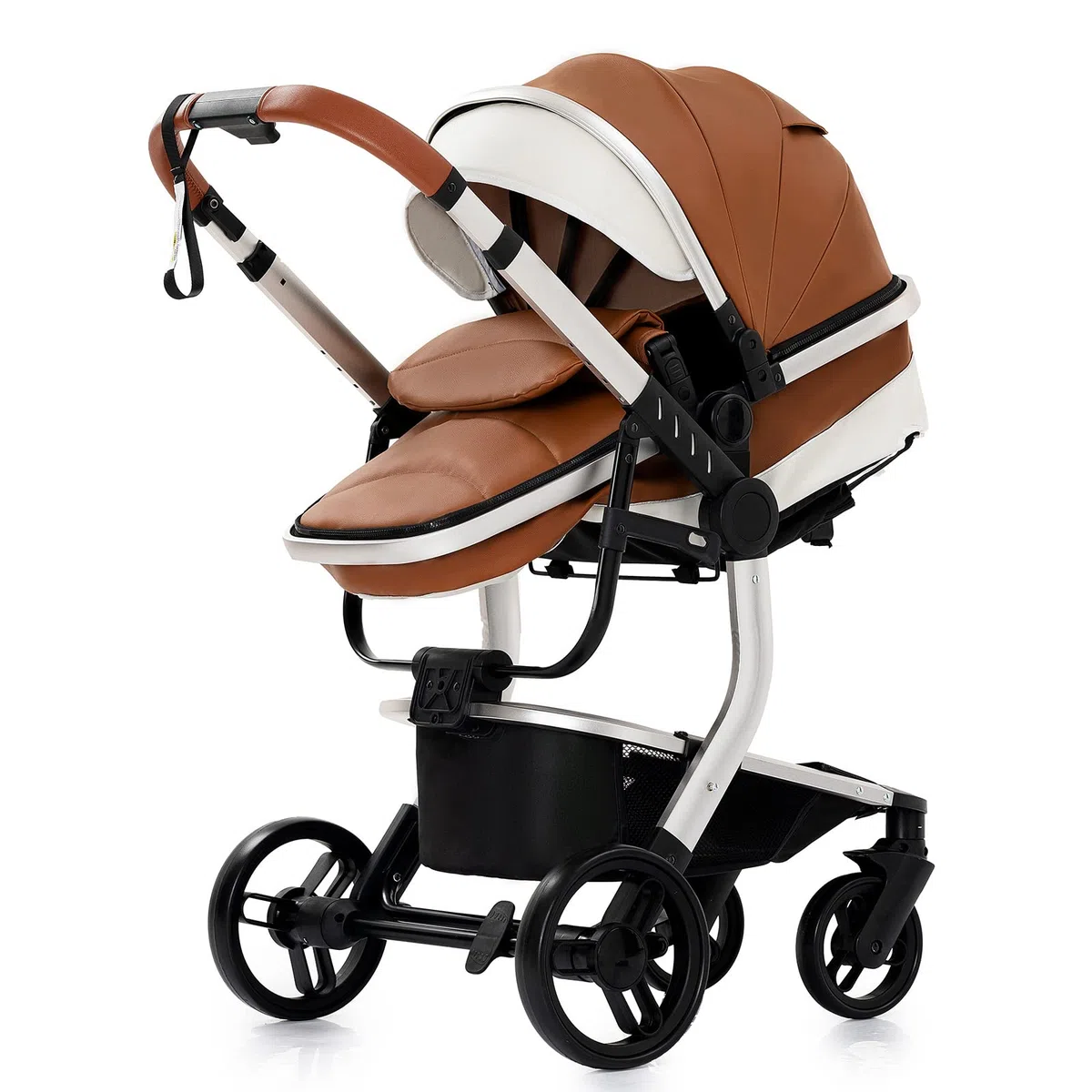 Magic ZC Kinderwagen 3 in 1, Kinderwagen mit Faltbarem Tragbarem One-Click-Design, Buggy mit Umkehrbarem Zwei-Wege-Schub, Kinderwagen 3 in 1 Komplettset mit Zubehör Hohe Landschaft (khaki 518)