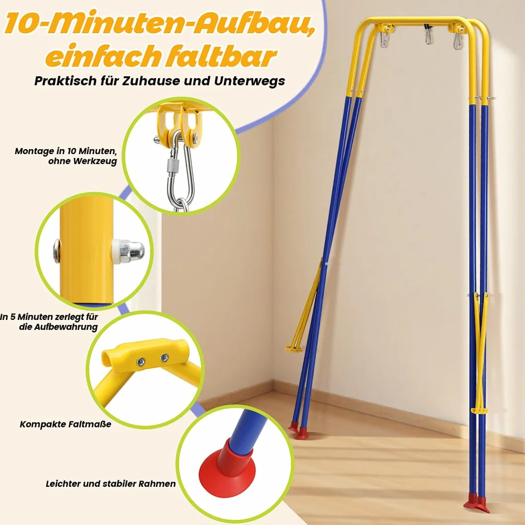 Babyschaukel & türhopser Baby 4-in-1 Set mit Gestell - Kinderschaukel, Baby Jumper mit Sicherheitsgurt, klappbar & 4 Sandsäcken - Für Drinnen & Draußen, einfach zu montieren
