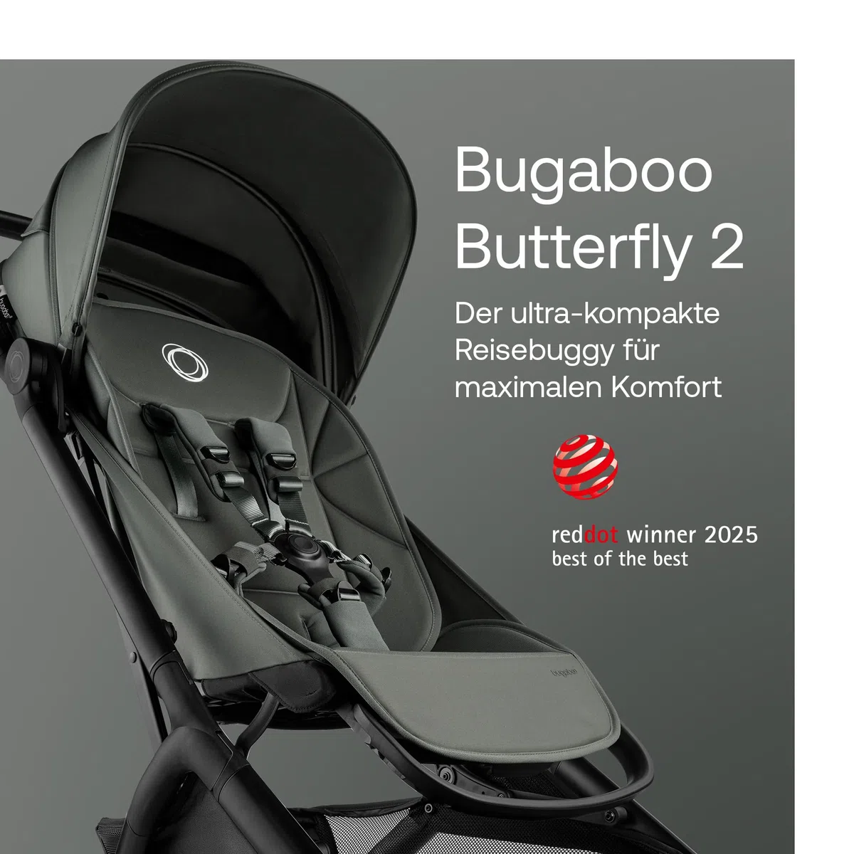 Bugaboo Butterfly 2 Reisebuggy faltbarer Reise-Kinderwagen Handgepäckgröße Liegefunktion Forest Green