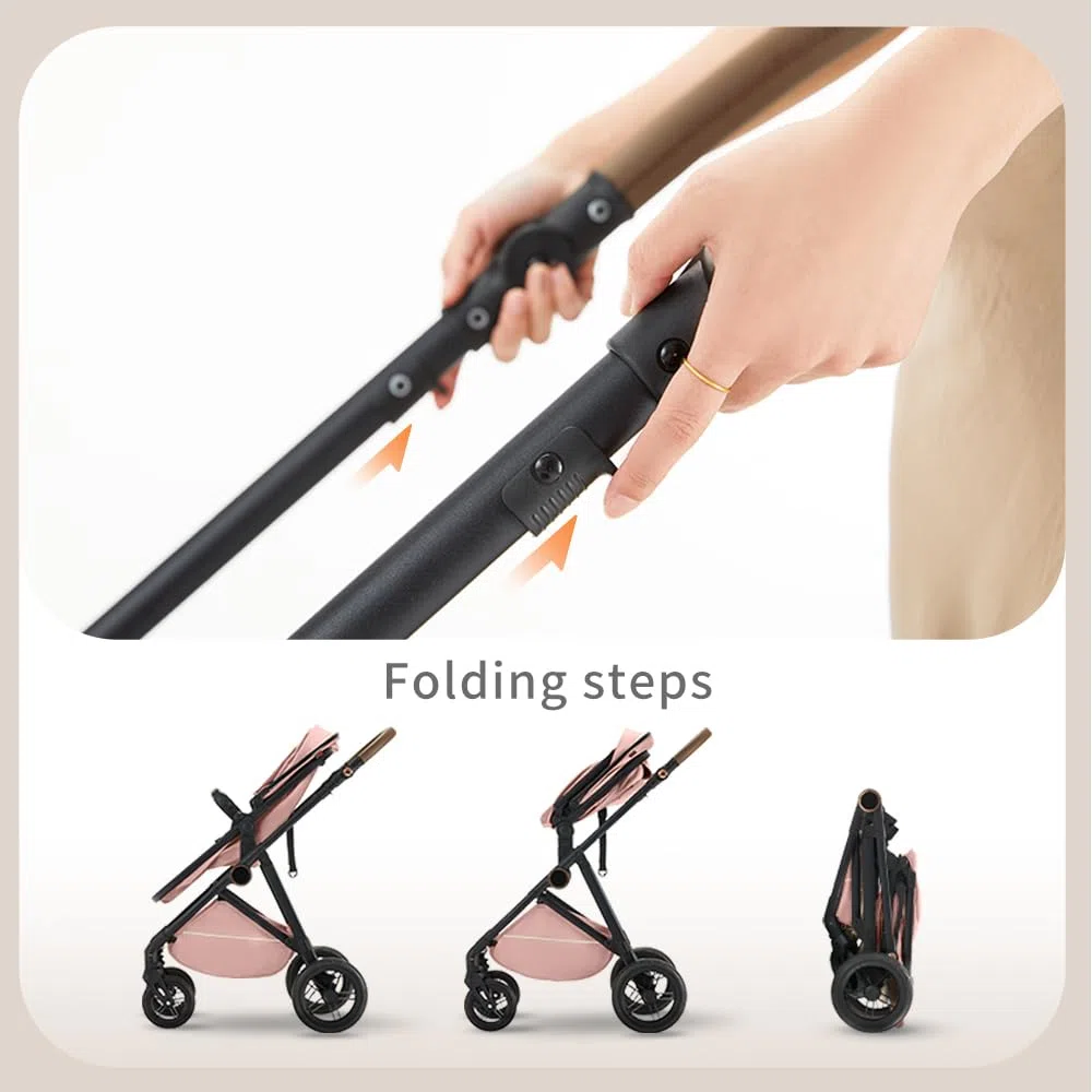 Sit-and-Recline Kinderwagen, faltbarer Kinderwagen mit Baldachin und Aufbewahrungstasche (schwarz)