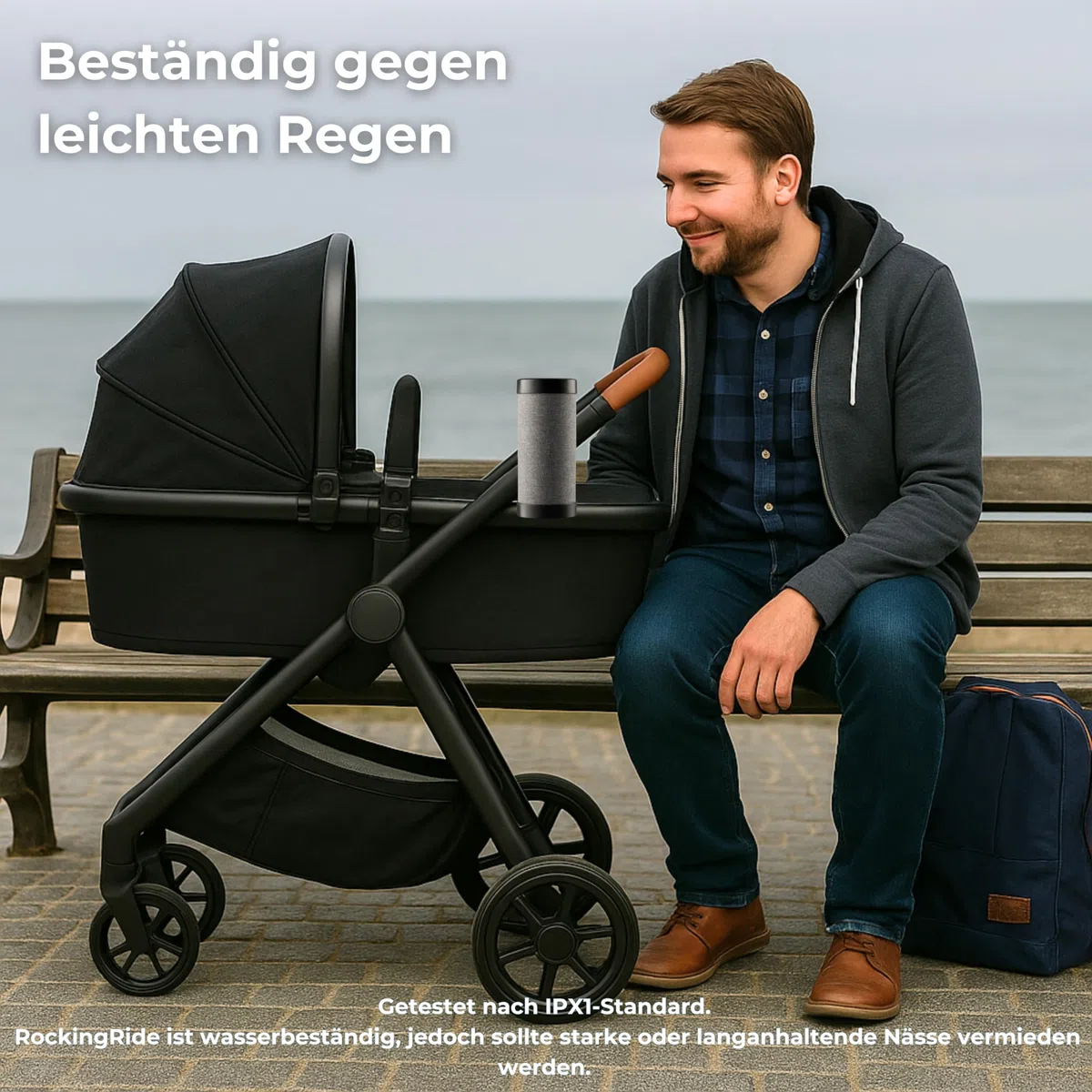 Elektrischer Kinderwagen Schaukler – Einschlafhilfe für Babys, Automatischer Baby Rocker für Kinderwagen & Buggy, 3 Stufen, Leise, 30 Std Akku, USB-C, LED – RockingRide PRO