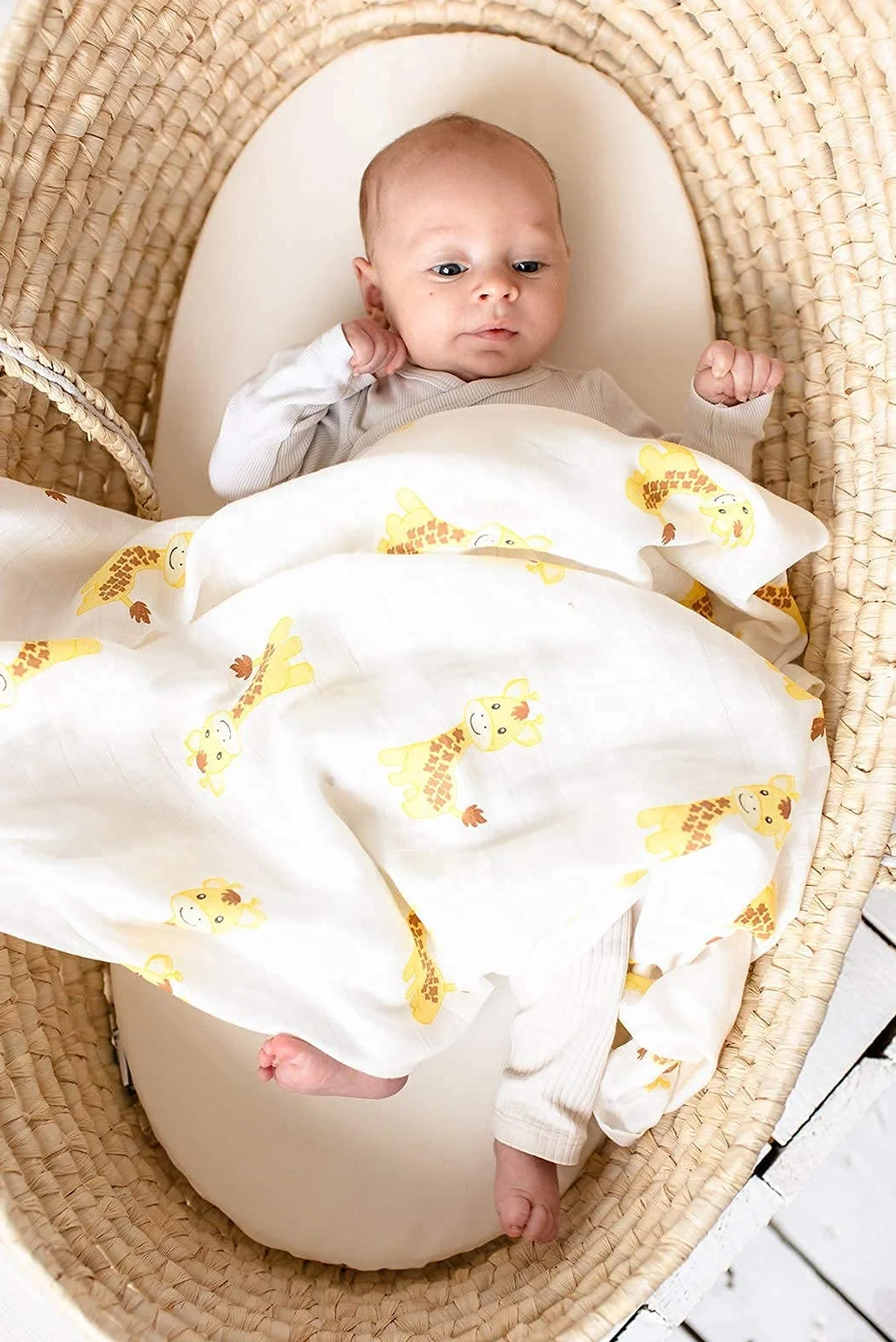 CuddleBug „Safari und Freunde“ 4 Stück 120 cm x 120 cm Lange Baby Decke für Babys | 5 Farbkollektionen | Musselin Decke | Babydecke Mädchen oder Jungen | Babydecke Baumwolle