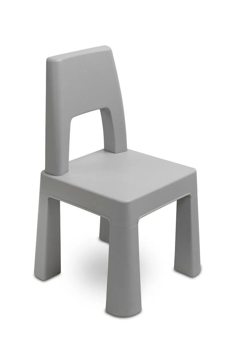 IKS2 Toyz Monti Kindertisch mit 2 Stühlen - Kindersitzgruppe - ab 3 Jahren - Kindermöbel Set Tisch und 2 x Stuhl - Kleiner Tisch und Stühle aus Kunststoff, für Outdoor und Indoor - Grau